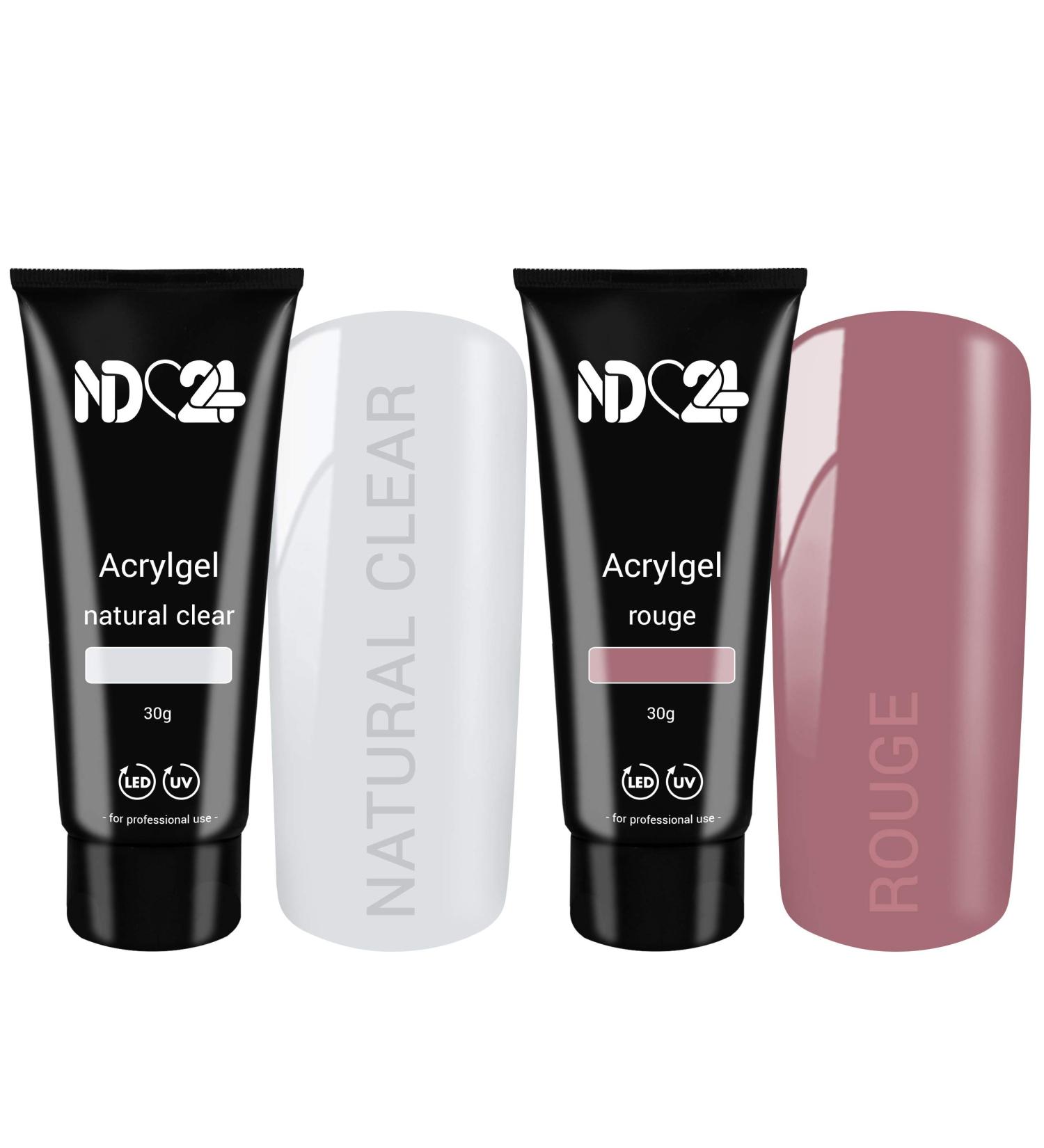 Poly Acrylic Gel Tube Set - Clear & Rouge (2 x 30g) | Premium Nail Art Supplies | International Shipping - Buy Online on GoSupps.com