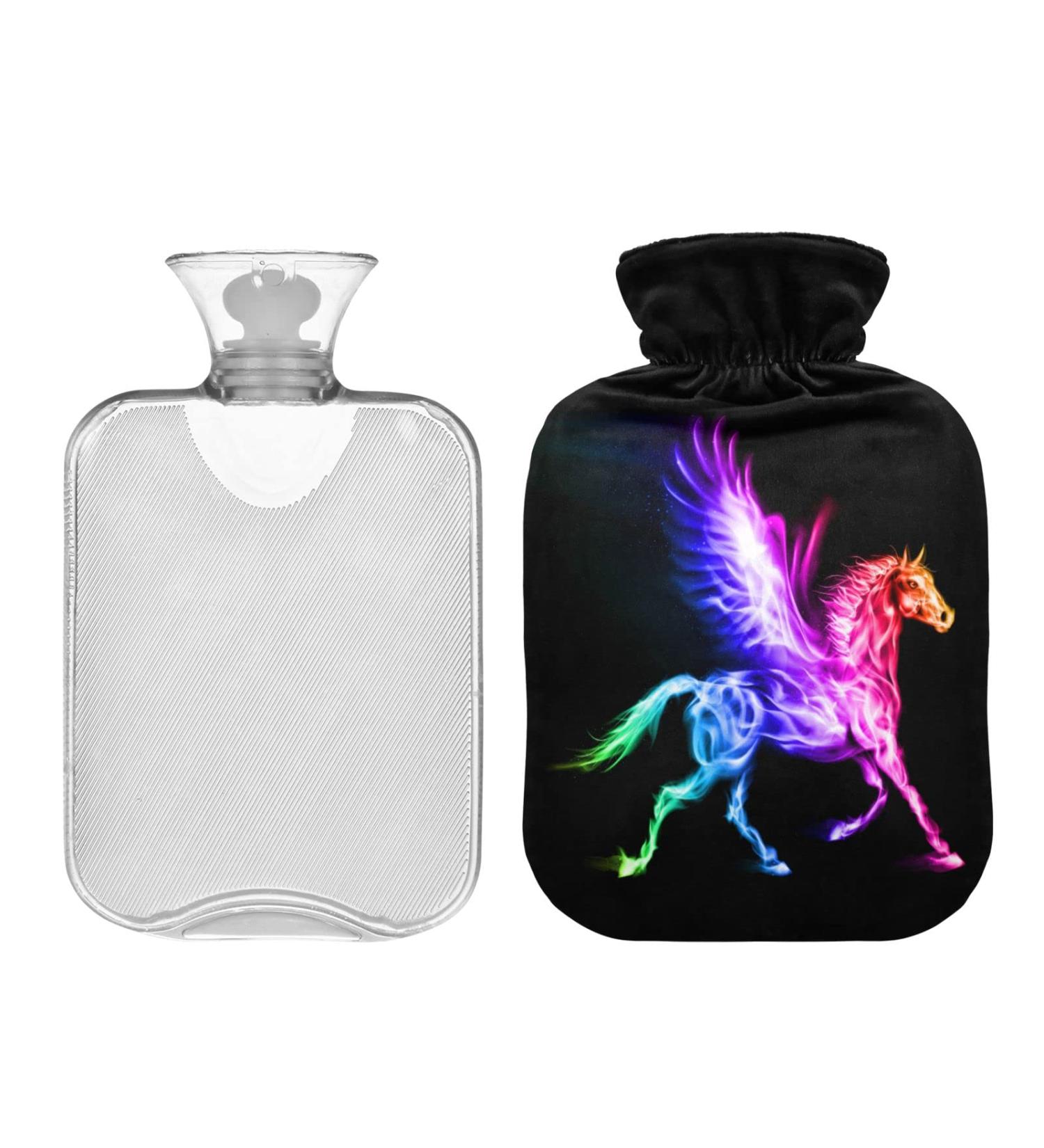 Hot Water Bottle 2L with Lid - Colorful Fire Pegasus | Pain Relief & Winter Hand/Feet Warmer - Buy Online on GoSupps.com