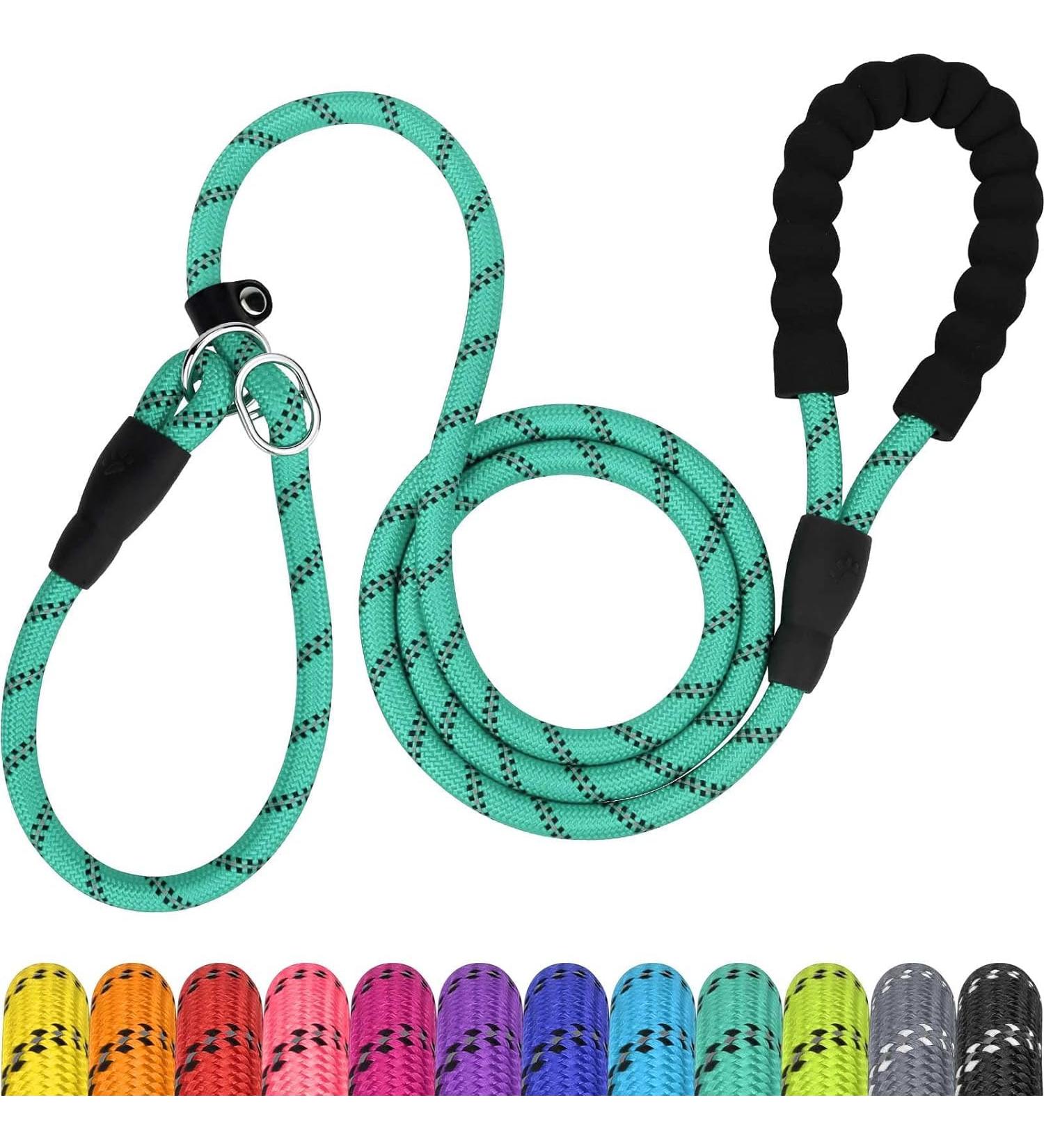 TagME Slip Rope Dog Lead for Large Dogs 1.8m Reflective Slip Leads with Soft Padded Handle 12 Colors Slip-On Nylon Leash for Training/Walking Turquoise L-1/2"x6'(Pack of 1) Turquoise - Buy Online on GoSupps.com