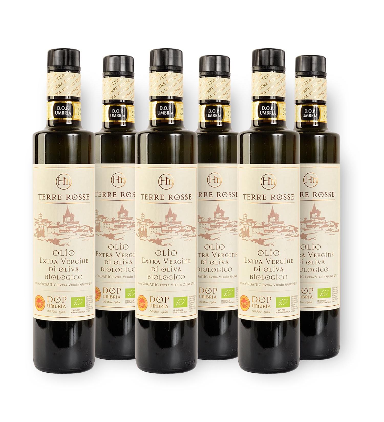 Terre Rosse - Cold-pressed Italian Extra Virgin Organic Olive Oil - Monocultivar Moraiolo - DOP Umbria Assisi Spoleto and Kascher/P certifications - Olive Harvest 2023-6 Bottles 500ml - Buy Online on GoSupps.com