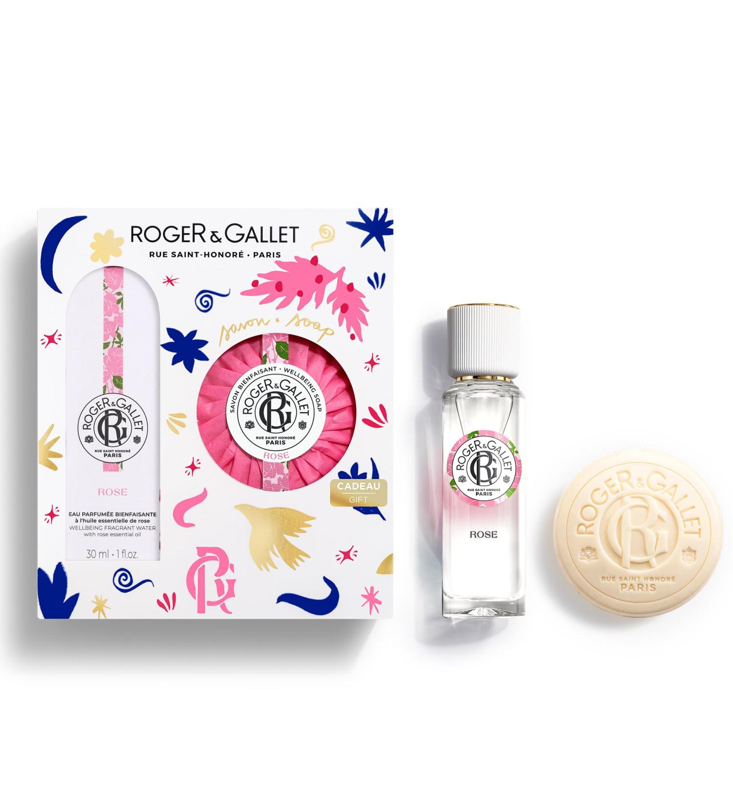 ROGER & GALLET | Rose Gift Set | 1 fl oz Wellbeing Fragrant Water | 3.5 oz Perfumed Soap | Limited Edition - Buy Online on GoSupps.com