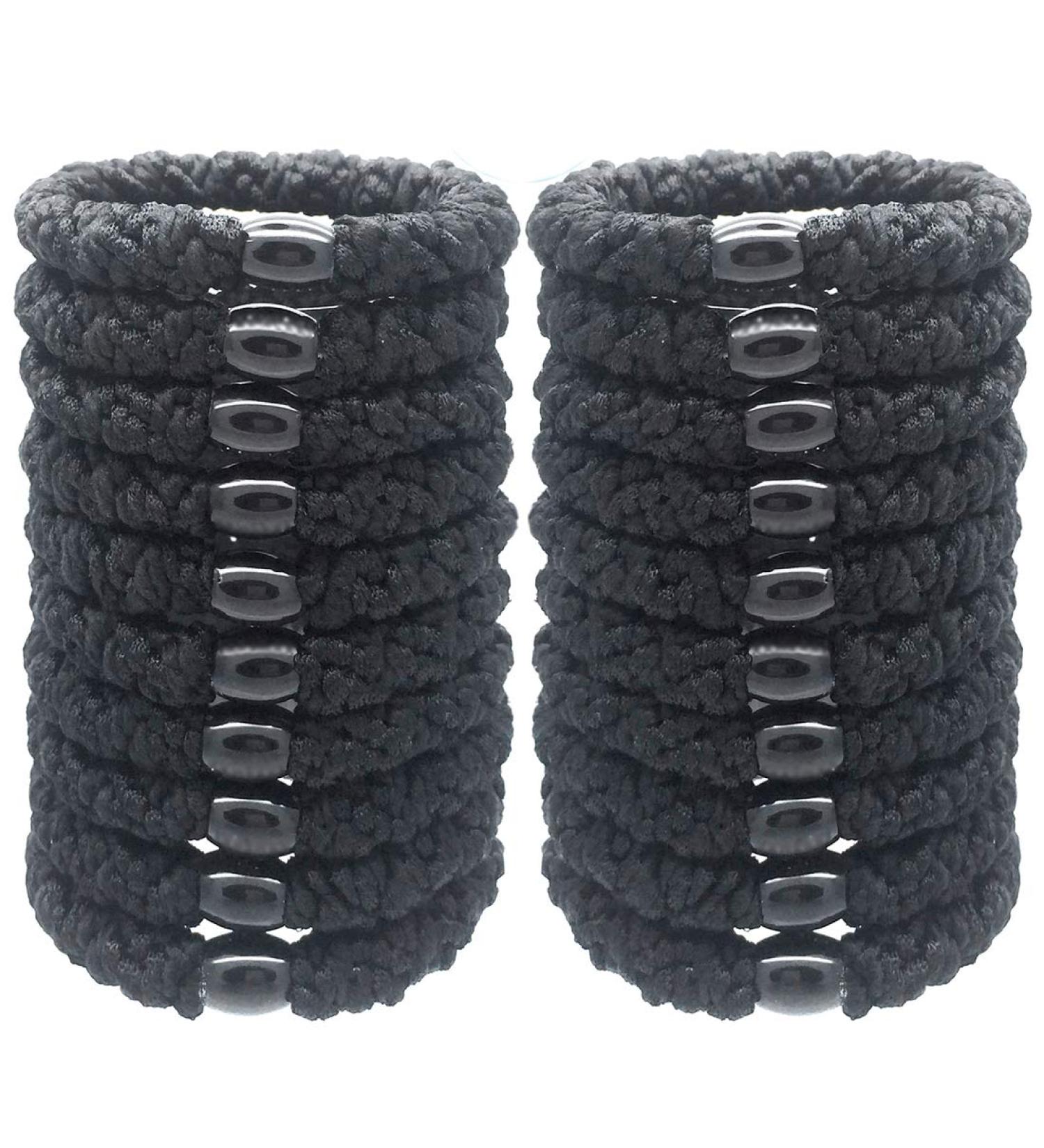 Shop Hollihi Large Hair Ties - 20 Elastic Ponytail Holders for Thick Hair Fashionable Braided Cords for Women & Girls - Black - Buy Online on GoSupps.com
