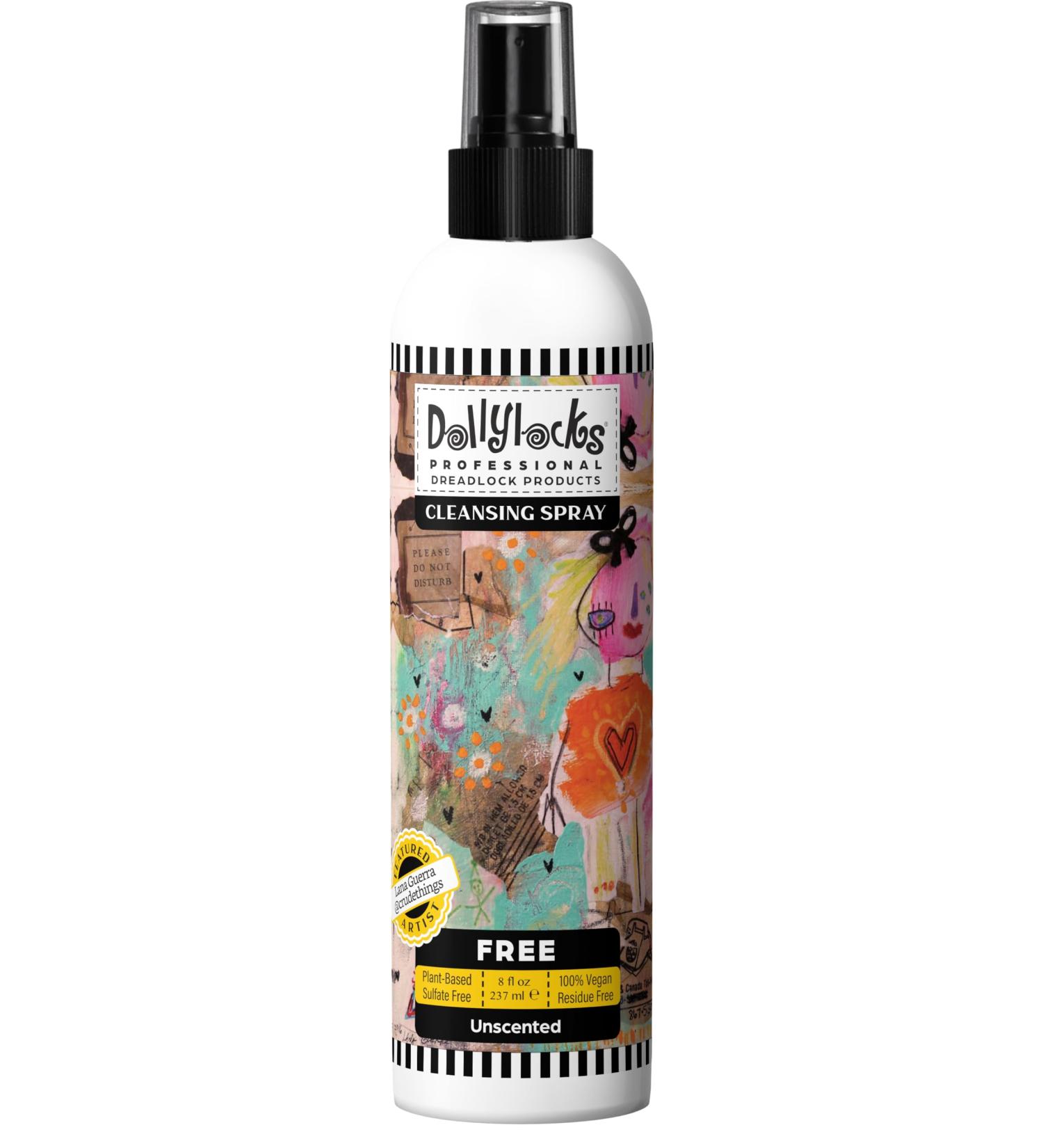 Dollylocks Cleansing Spray - Free Unscented - Convenient Cleansing Experience Extends Time Between Shampooing Phthalate & Aluminum Free Dye & Sulfate Free 8oz