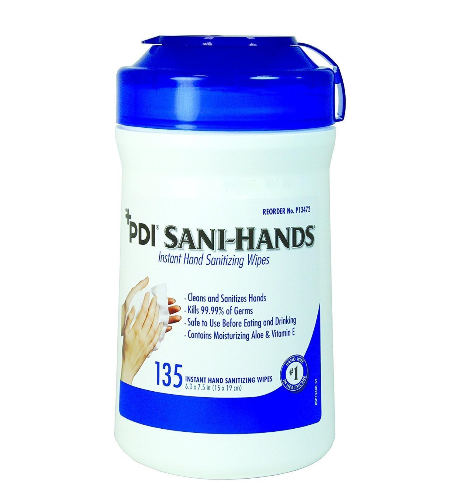 Sani Hands Alc Antimicrogel Hand Wipes 135 per canister