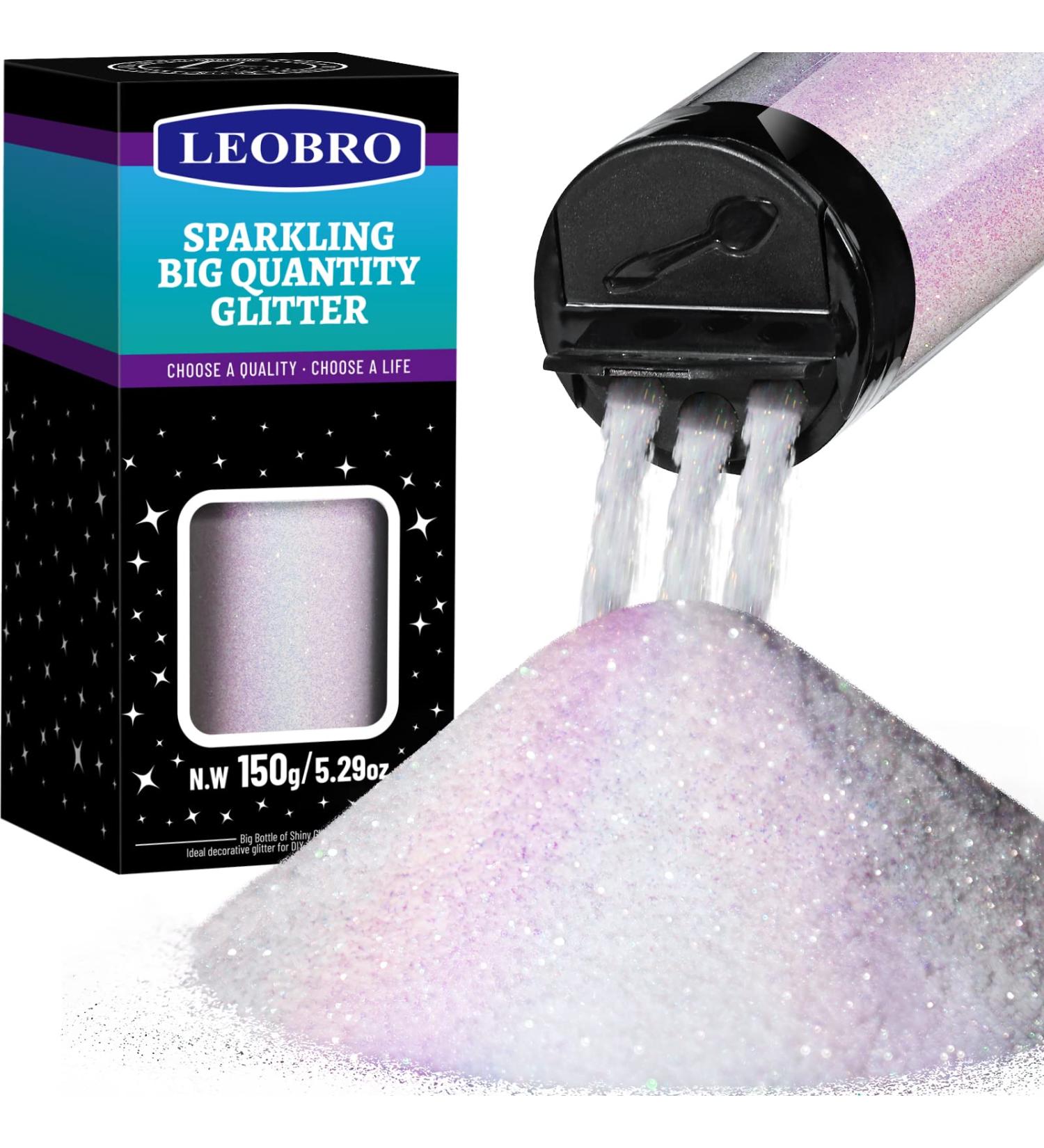 LEOBRO Holographic White Fine Glitter 150G - Iridescent Craft Powder for Resin, DIY Tumblers, Body, Nails & Christmas Decor - Buy Online on GoSupps.com