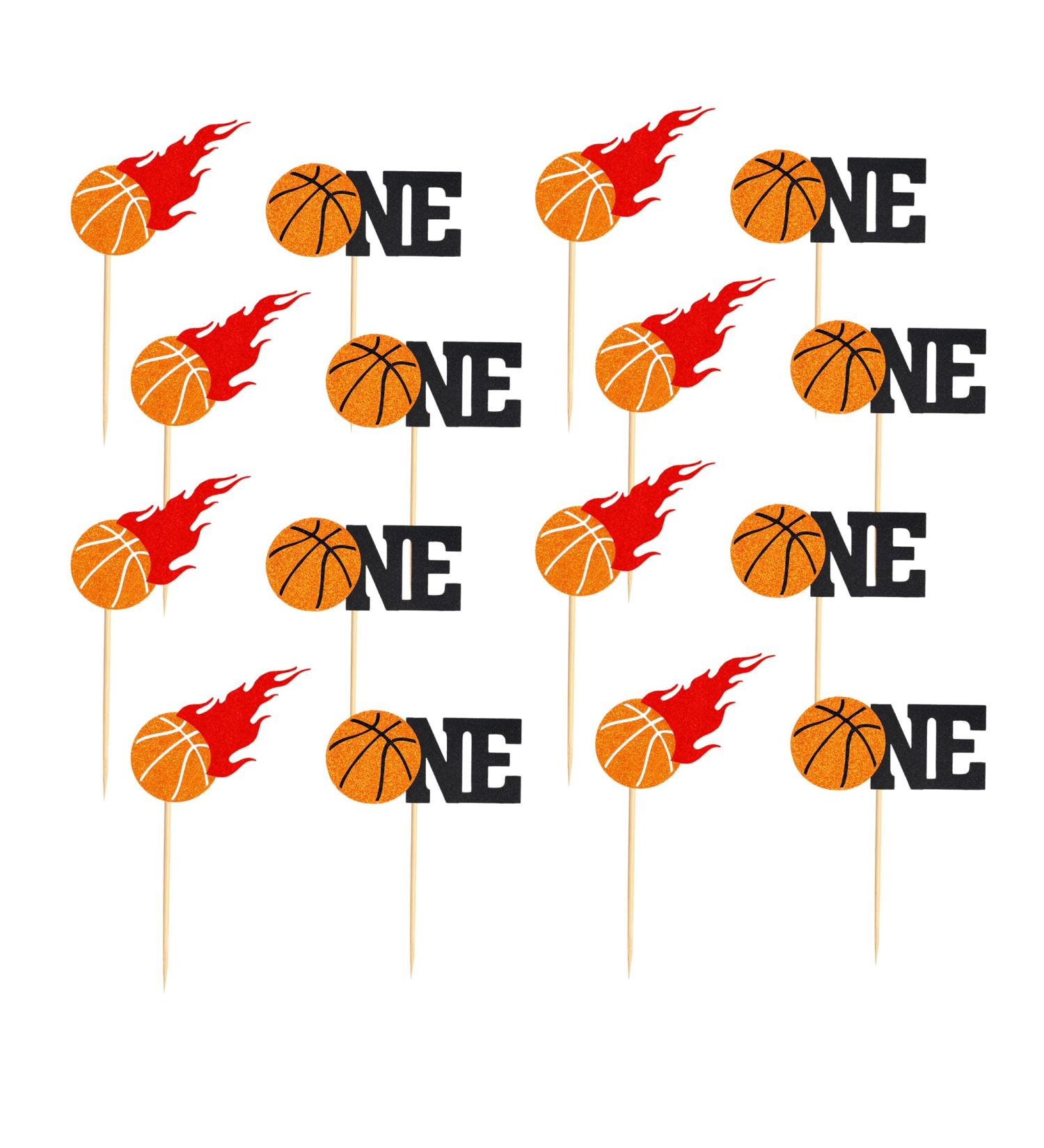 Arthsdite 24Pcs Basketball One Cupcake Toppers Basketball Themed First Birthday Cake Topper Decorations for Sport Theme Boys First Birthday Party Sports Event Party Supplies - Buy Online on GoSupps.com
