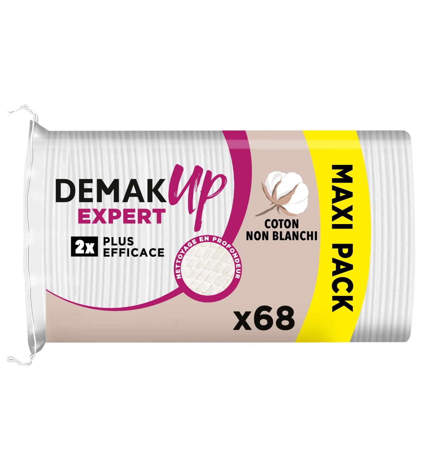 Demak'Up Expert Oval Makeup Remover Pads - Face and Eyes - 100% Natural Cotton Fibers - 68 Pads - Buy Online on GoSupps.com