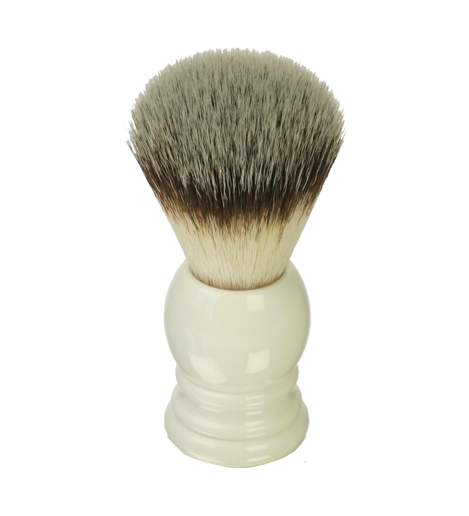 Premium Synthetic Hair Shaving Brush with White Acrylic Handle - 9.5 cm | International Shipping Available - Buy Online on GoSupps.com