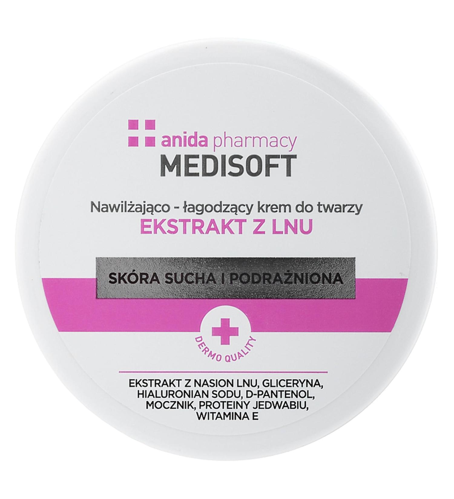 Anida Medisoft - Face Cream - Moisturizing & Soothing Flax Extract - With Hyaluronic Acid Silk Proteins Vitamin E & Panthenol - Dry Skin Care - 100ml - Buy Online on GoSupps.com