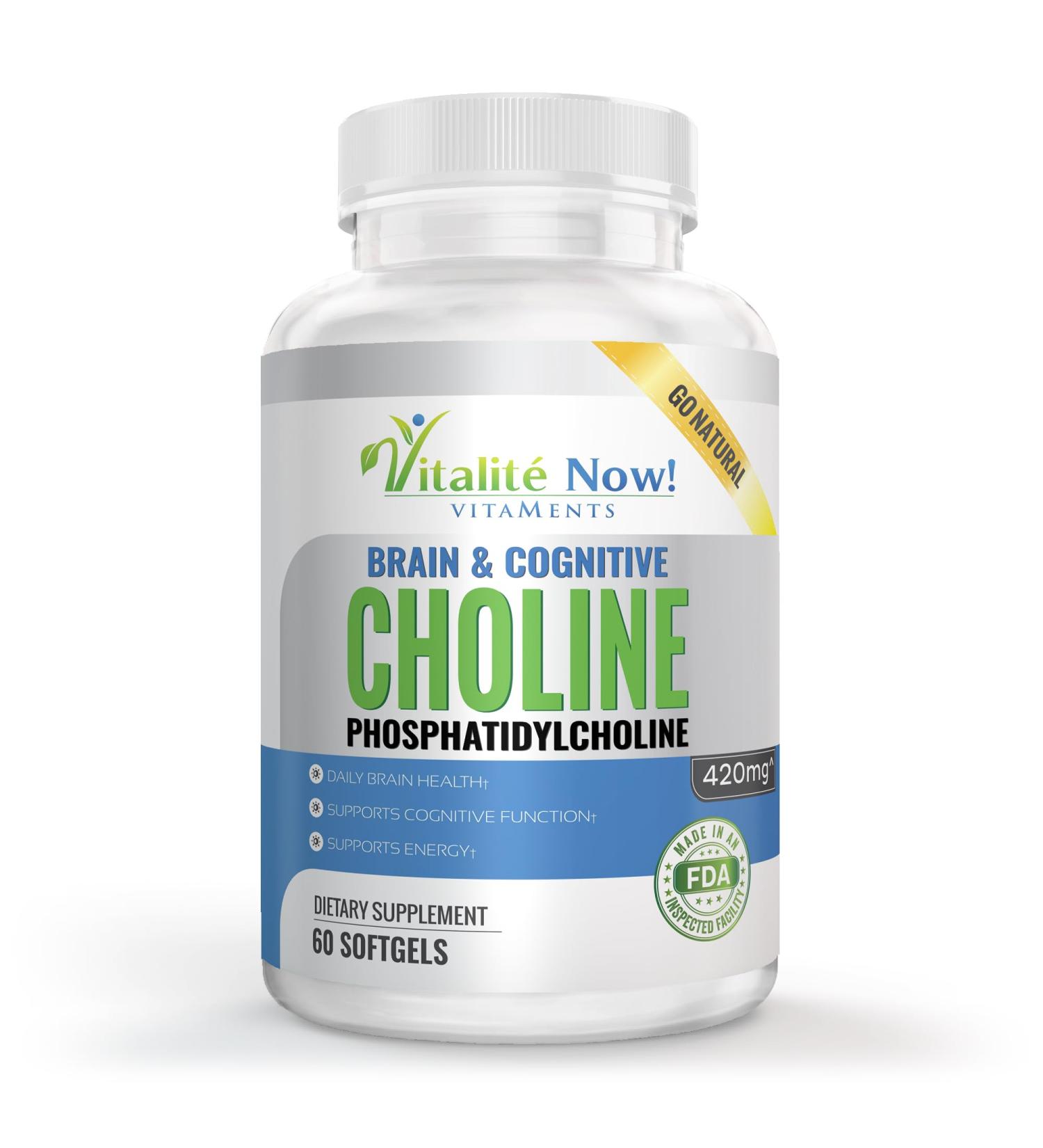 Choline Phosphatidyl High Potency Phospholipid Complex Phosphatidylcholine Pregnancy Support Mental Clarity Energy Liver Brain & Cognitive Health 420mg Softgels Non-GMO Made in USA - Buy Online on GoSupps.com