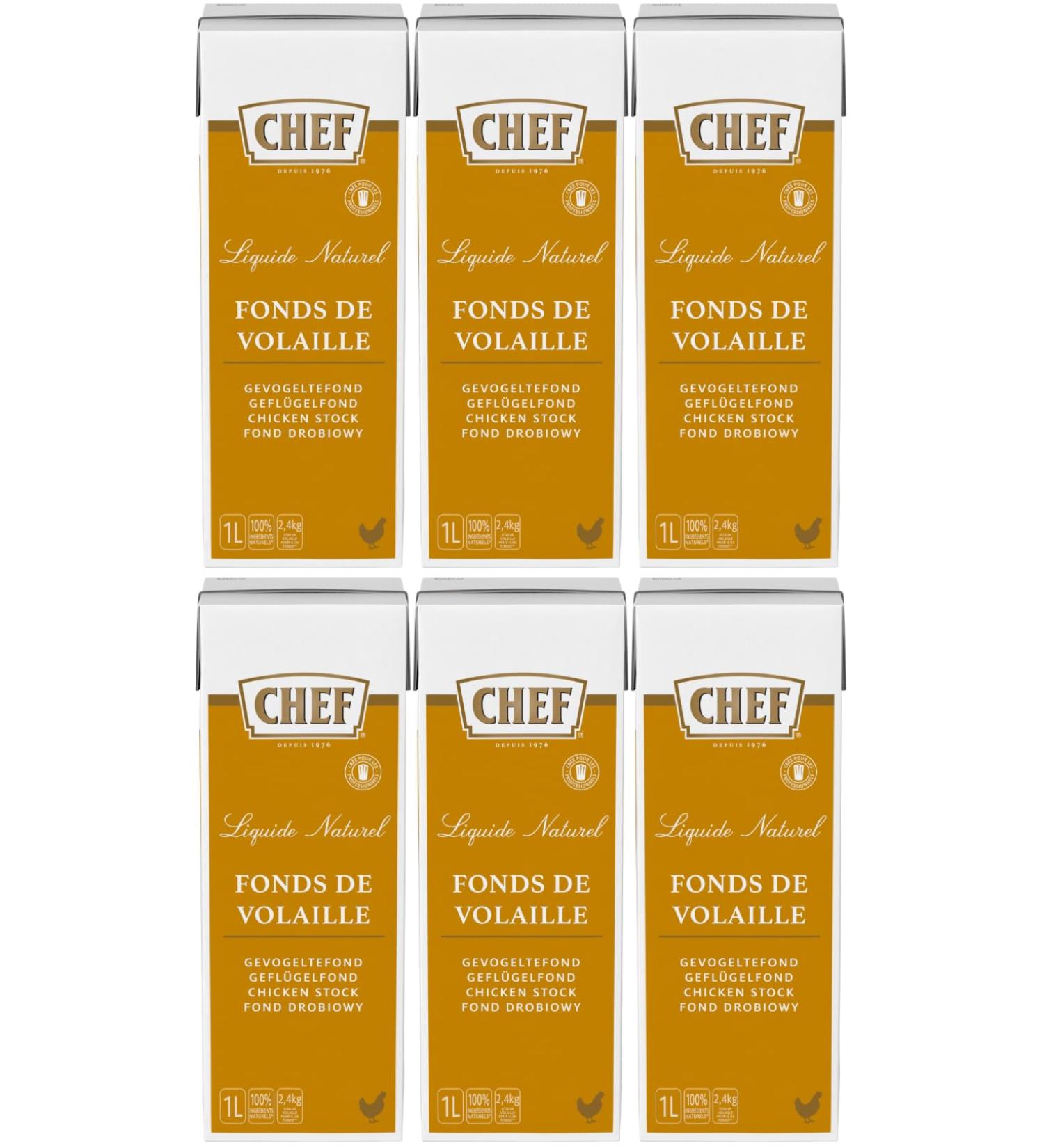 CHEF - All Natural CHICKEN Stock 1ltr - (Pack of 6)