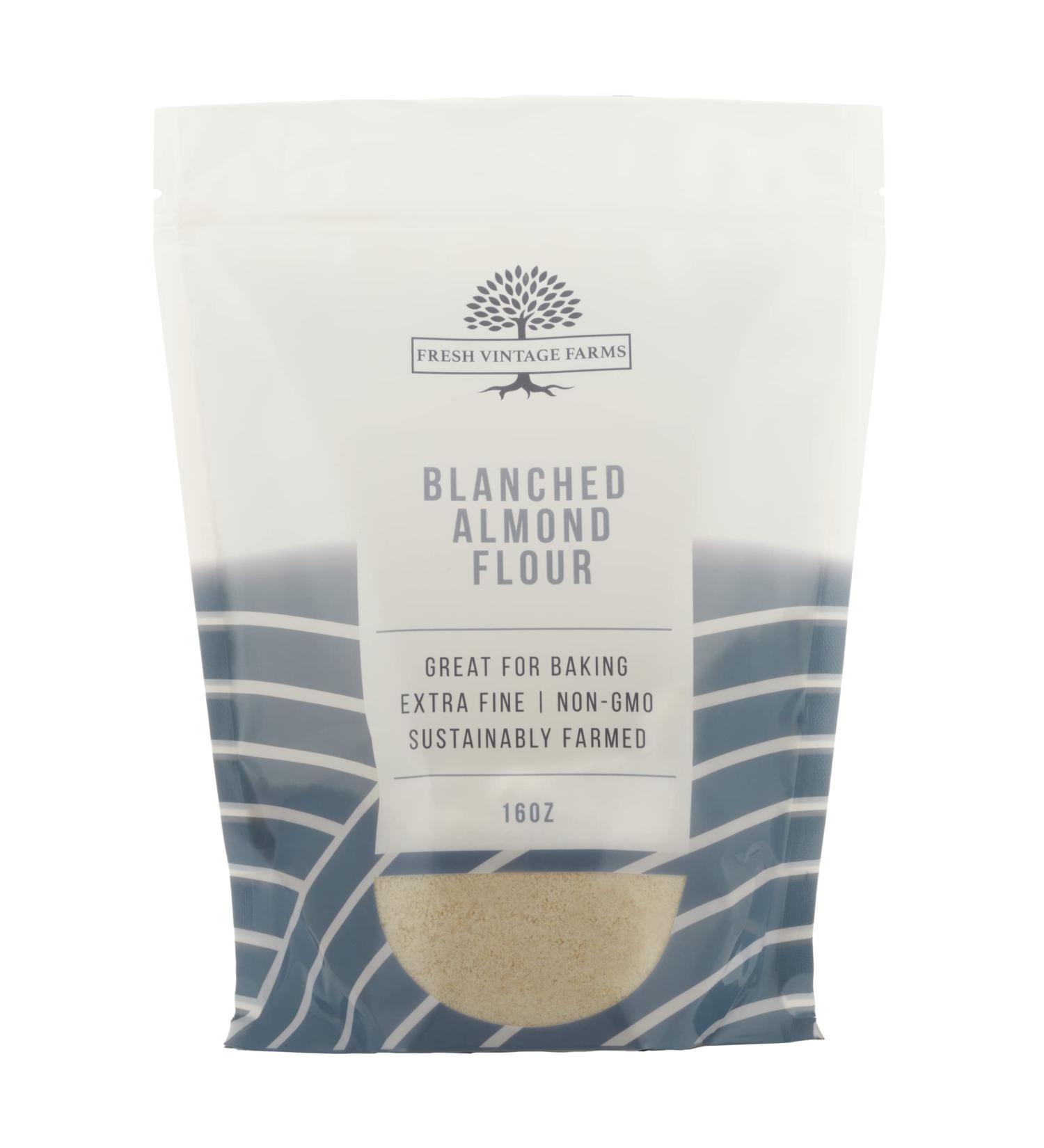 Fresh Vintage Farms Almond Flour - Blanched, Gluten Free, Non GMO, Keto Friendly - 16 oz - Buy Online on GoSupps.com