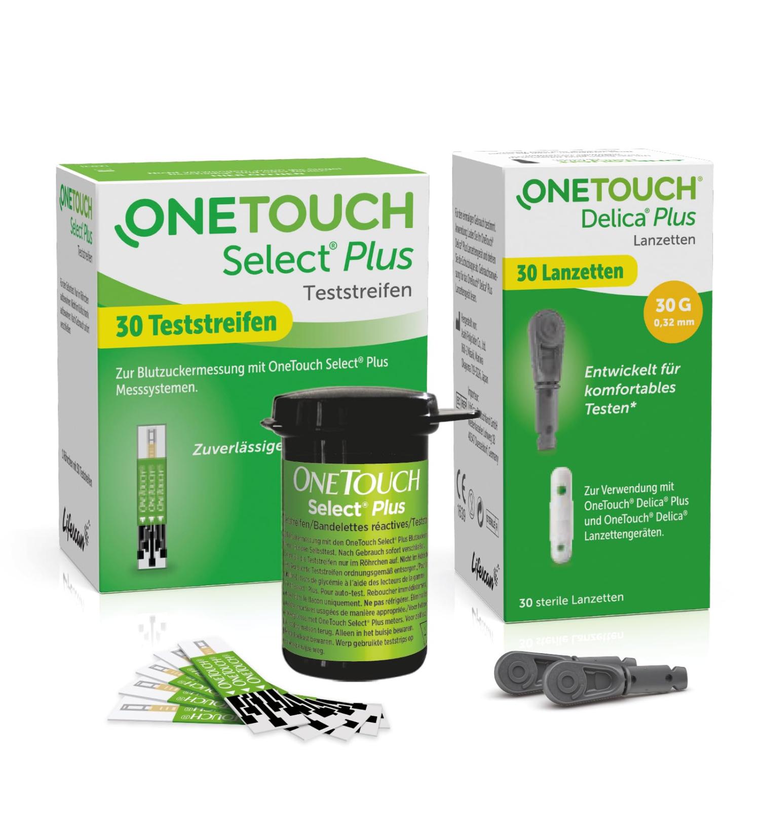 Onetouch Select Plus Kombi-Pack S | Blood Sugar Test Strips & Lancets for Diabetes | 30 Tests per Pack | Accurate & Reliable Glucose Monitoring - Buy Online on GoSupps.com