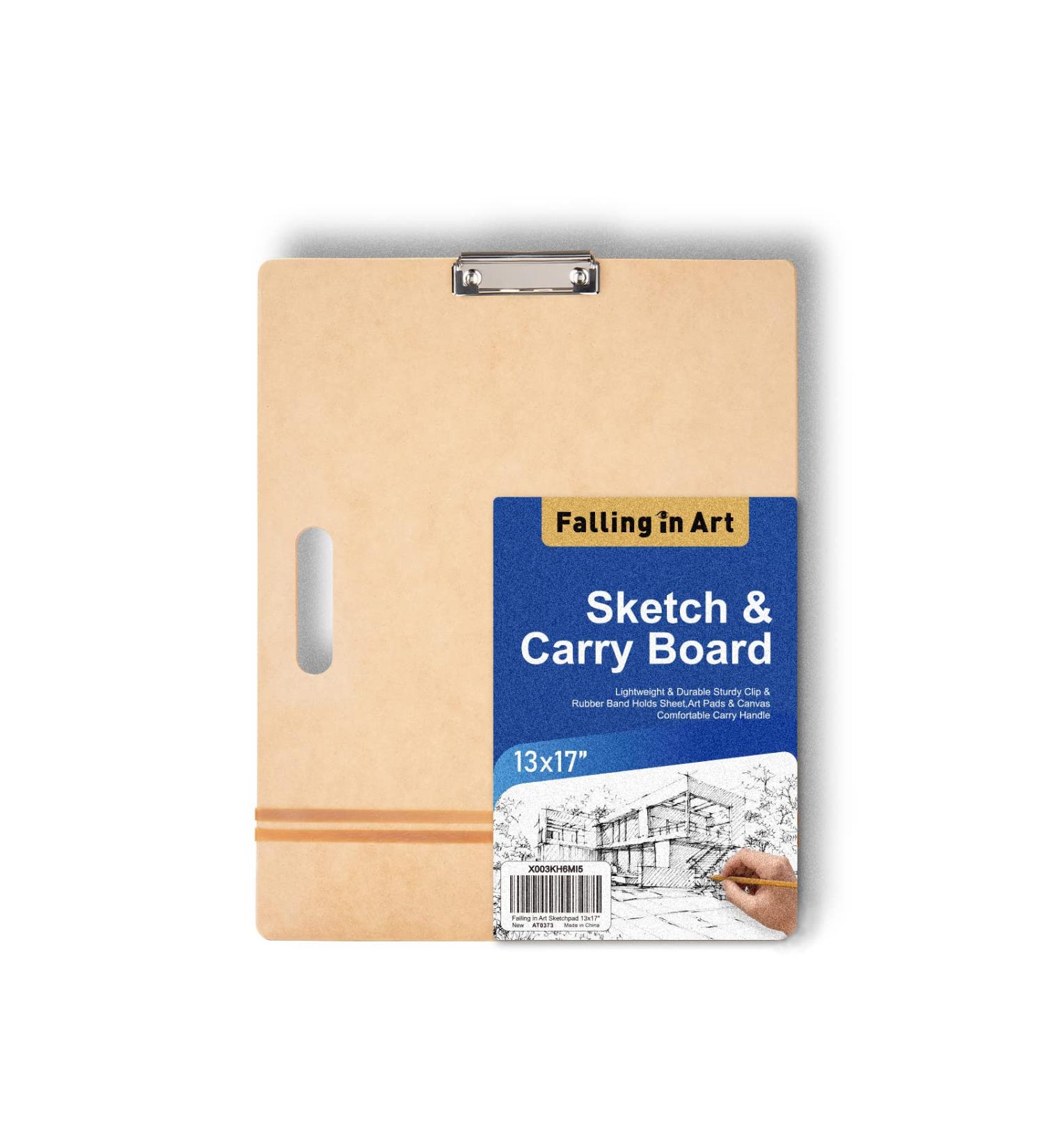 Falling in Art 13x17 Sketch Board - Portable Drawing Tote Board with Sturdy Clip and Rubber Bands for Artists - Ideal for Classroom and Studio Use - Buy Online on GoSupps.com