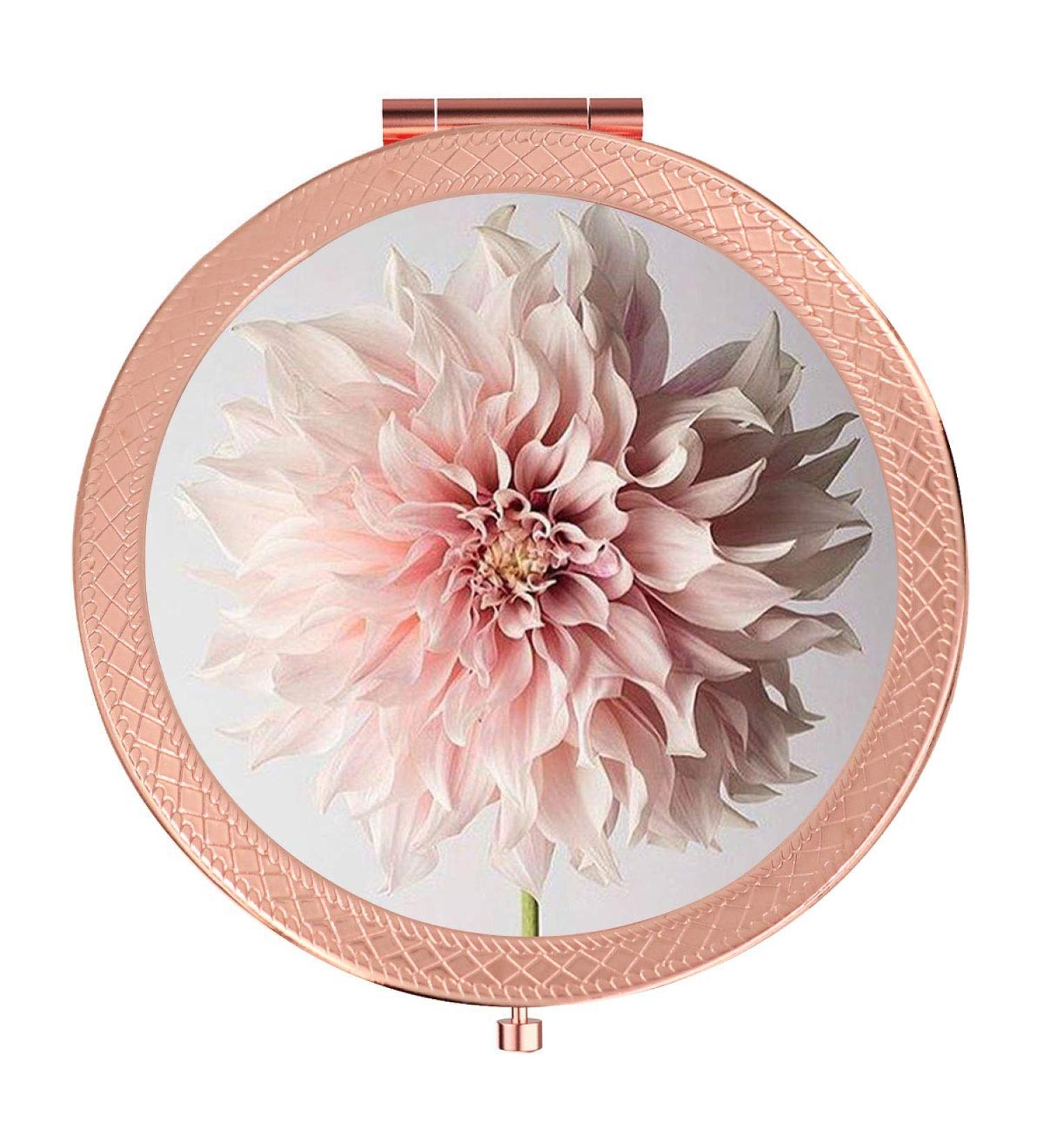 YCKMD Pink Flower Folding Pocket Mirror - 2X & 1x Magnification, Compact Double-Sided Beauty Makeup Mirror for Purse and Handbag - Buy Online on GoSupps.com
