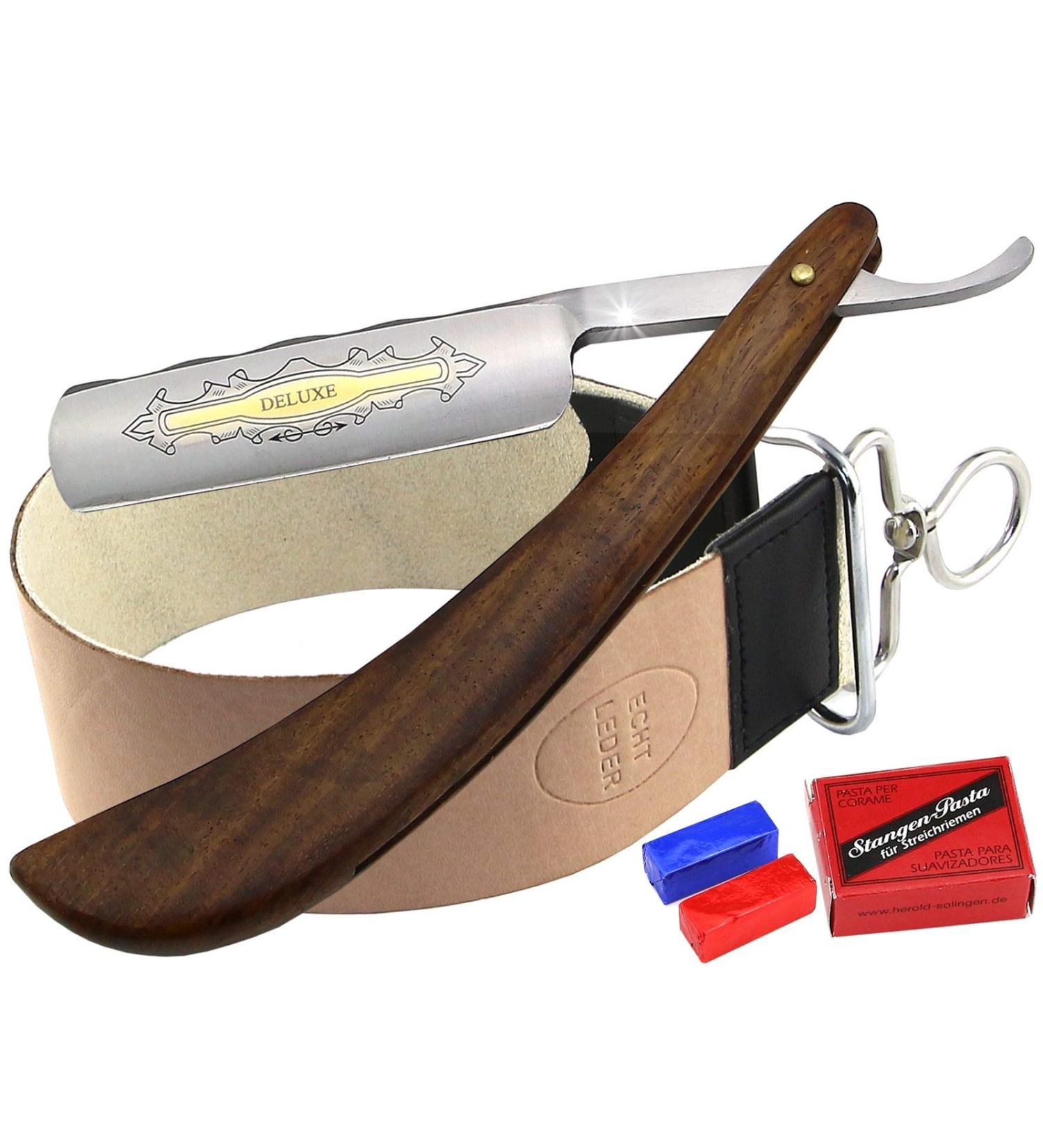 3-Piece Razor Set with Leather Strop & Grinding Paste | Premium Shaving Essentials for Men - Buy Online on GoSupps.com