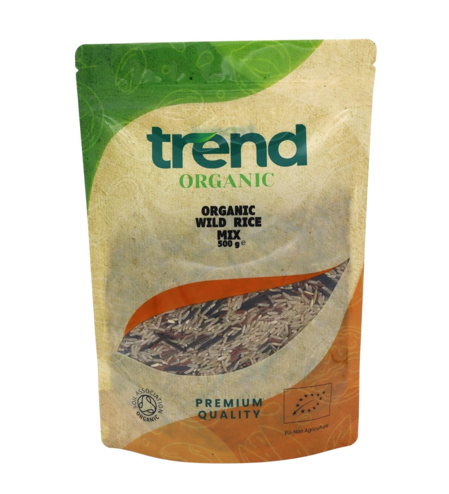 Trend Organic Wild Rice Mix: Nutty Flavour Chewy Texture - Culinary Excellence Rich in Protein and Fibre Certified Organic Vegan GMO Free No Preservatives No Additives 500g