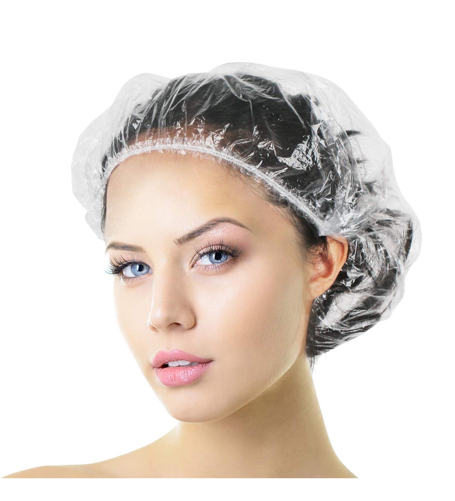 Buy Aquior Disposable Shower Hoods - 100 Count | Elastic Thick Transparent Hair Caps for Women - Perfect for Travel & Home Use - Buy Online on GoSupps.com
