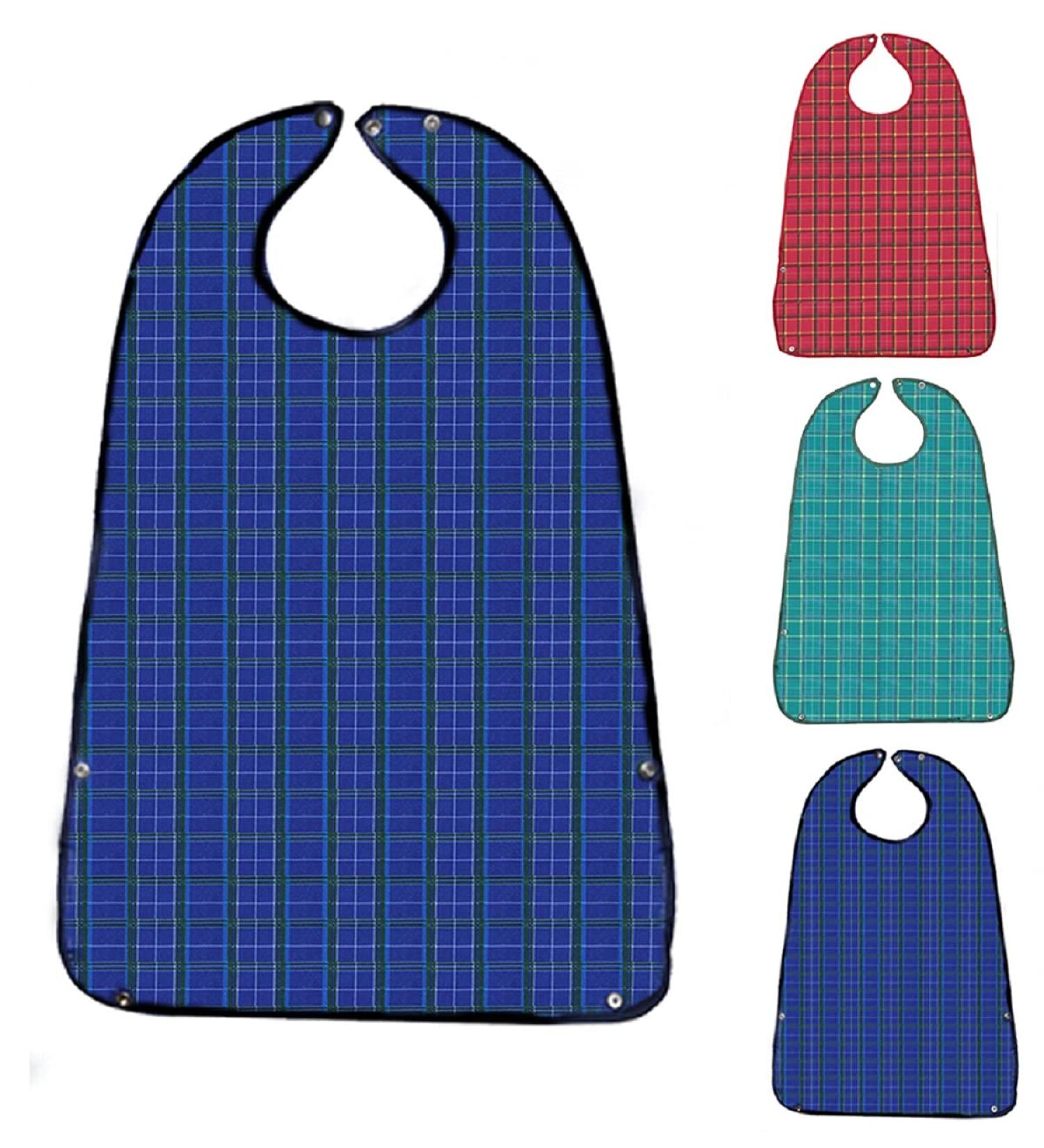 3 Pack Adult Bibs for Eating - Waterproof Clothing Protector with Crumb Catcher - Machine Washable Bibs for Men/Women - Red Snap Closure - Buy Online on GoSupps.com