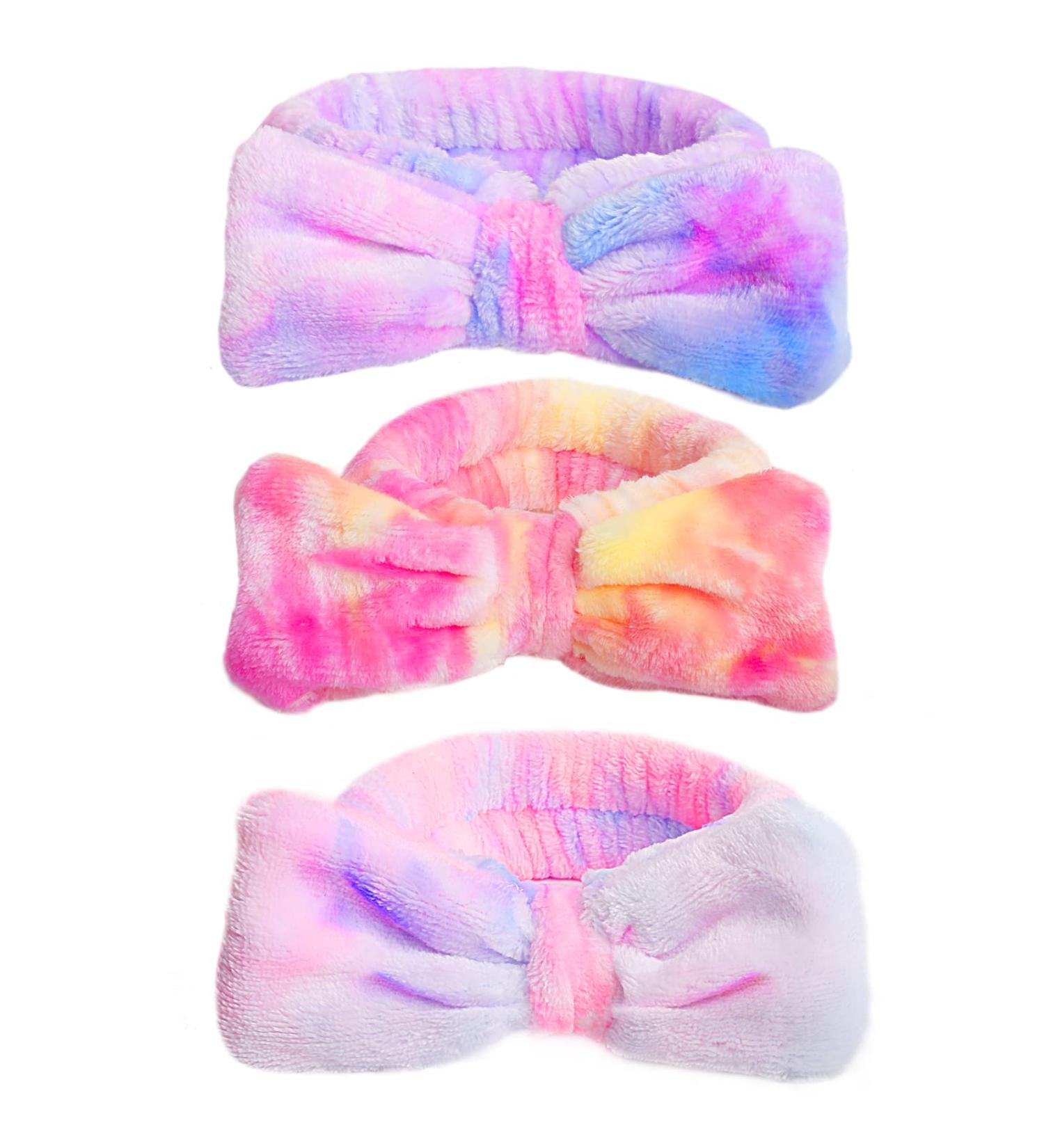 WSYUB Spa Headband | Makeup Bow Headband for Washing Face | Fuzzy Gradient Headbands for Teen Girls & Women | Skincare Hair Bands in Purple Pink & White - Buy Online on GoSupps.com