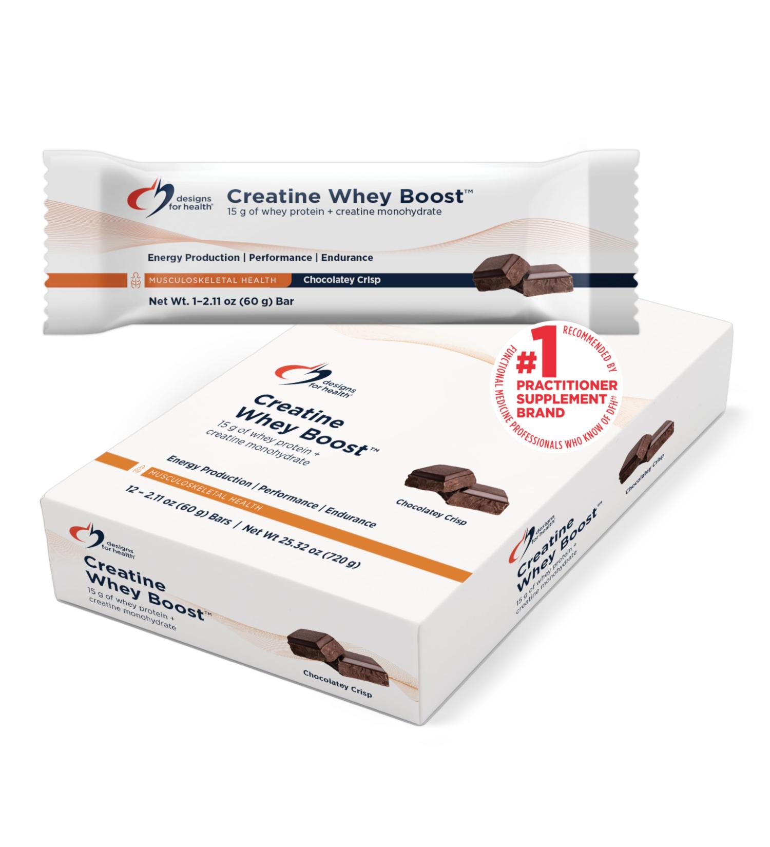 Designs for Health Creatine Whey Boost (12 Count) | 15 g Whey Protein + Creatine Monohydrate Bar for Energy Strength & Recovery Gluten-Free Soy-Free Vegetarian Non-GMO - Buy Online on GoSupps.com