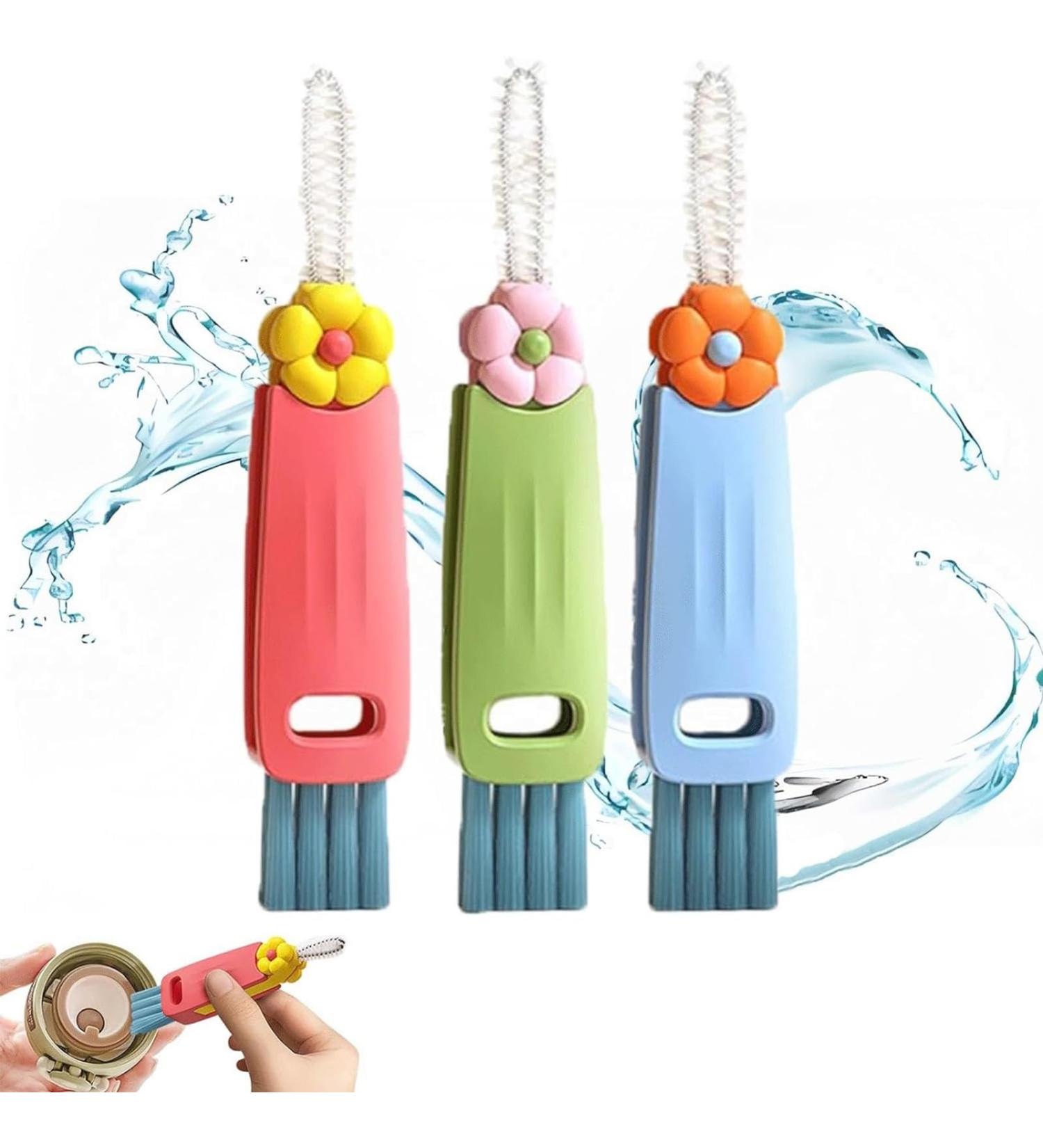 3 in 1 Cup Lid Cleaning Brush Crevice Cleaning Brush for Bottle Gap Tight Spaces Cup Multifunctional Cleaning Brush Portable Cup Lid Cleaner 3 Pcs - Buy Online on GoSupps.com