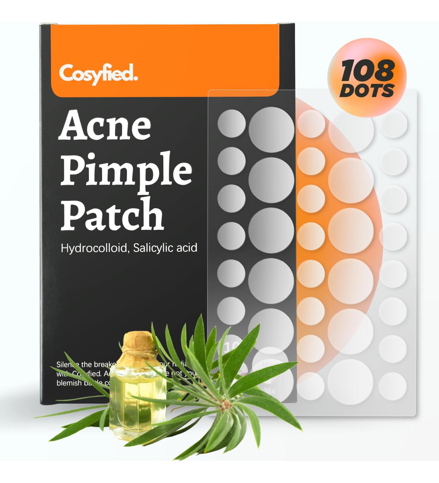 Cosyfied Acne Pimple Patch - Invisible Hydrocolloid Spot Cover for Zits & Blemishes | Korean Skincare with Tea Tree & Essential Oils - 108 Dots - Buy Online on GoSupps.com