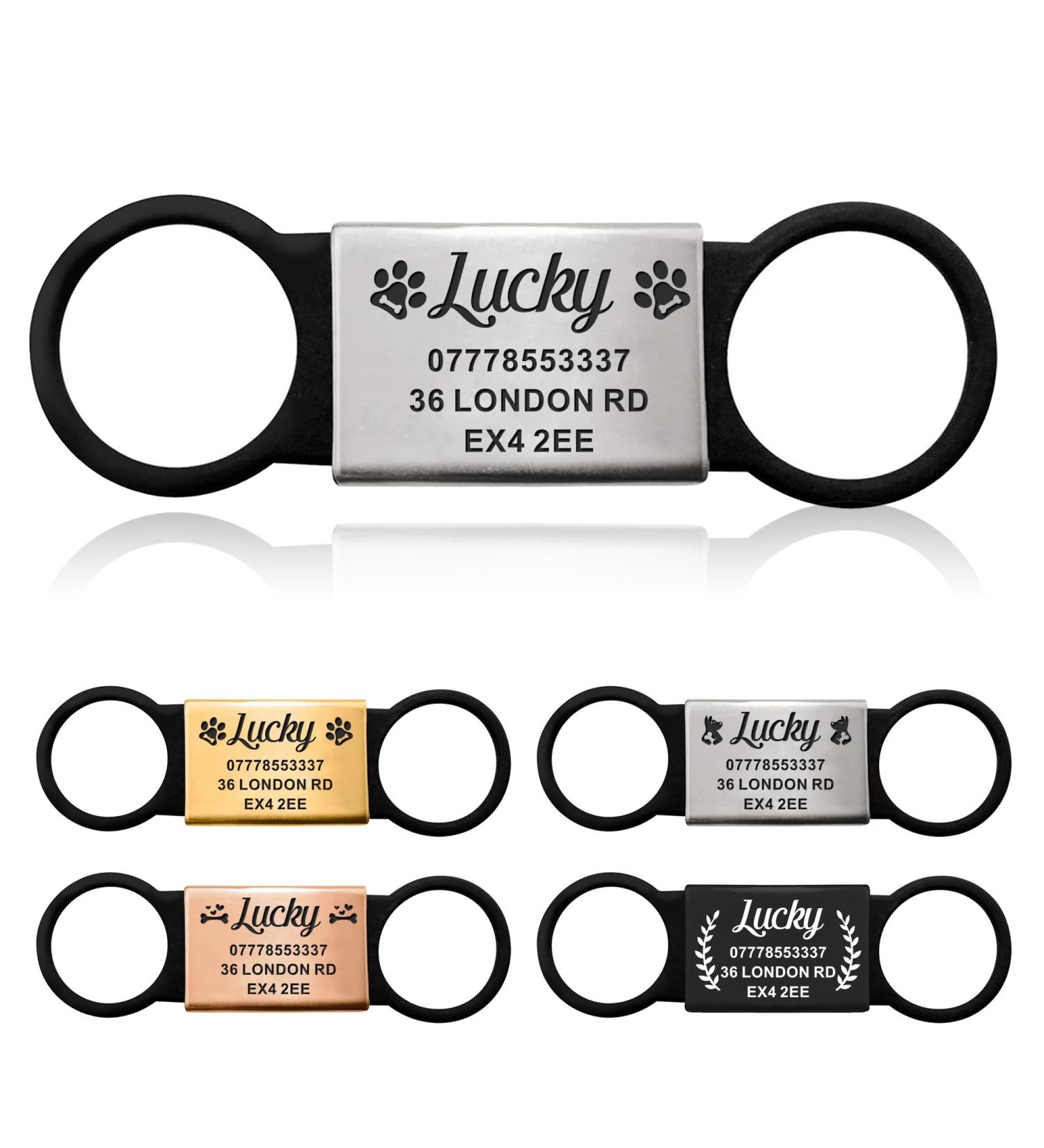 Dog Tag Personalised Dog Name Tag ID Tag for Pets Dogs Cats Engraved UK Slide On Collar Dog Tags 4 Colours Different Fonts Name Identity Tags(Black and Silver L) - Buy Online on GoSupps.com