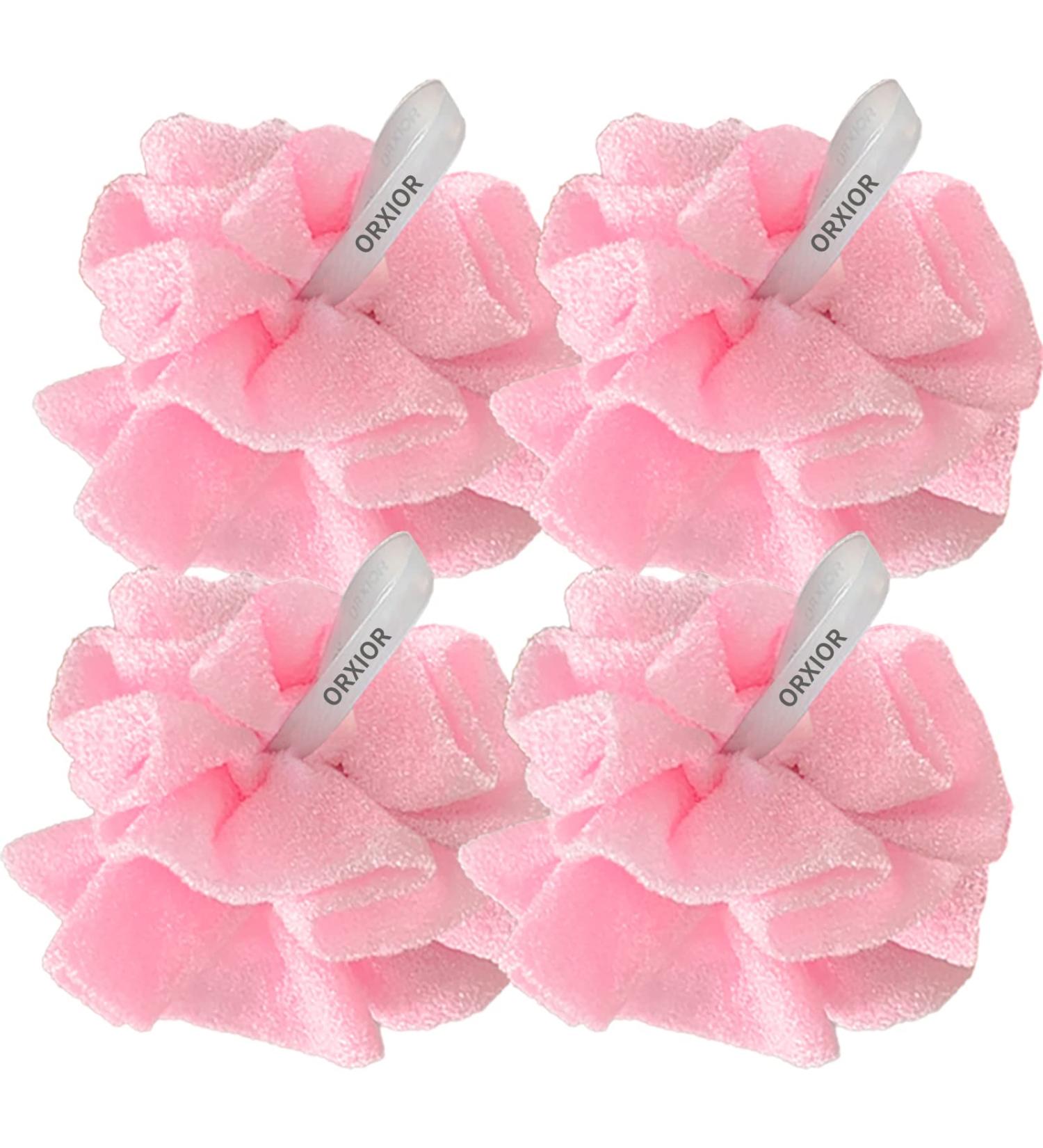 ORXIOR Silver Ion Loofah Bath Sponge Set - Exfoliating Body Scrubber for Beauty Bathing - Shower Ball Luffa for Men and Women - Set of 4 - Buy Online on GoSupps.com