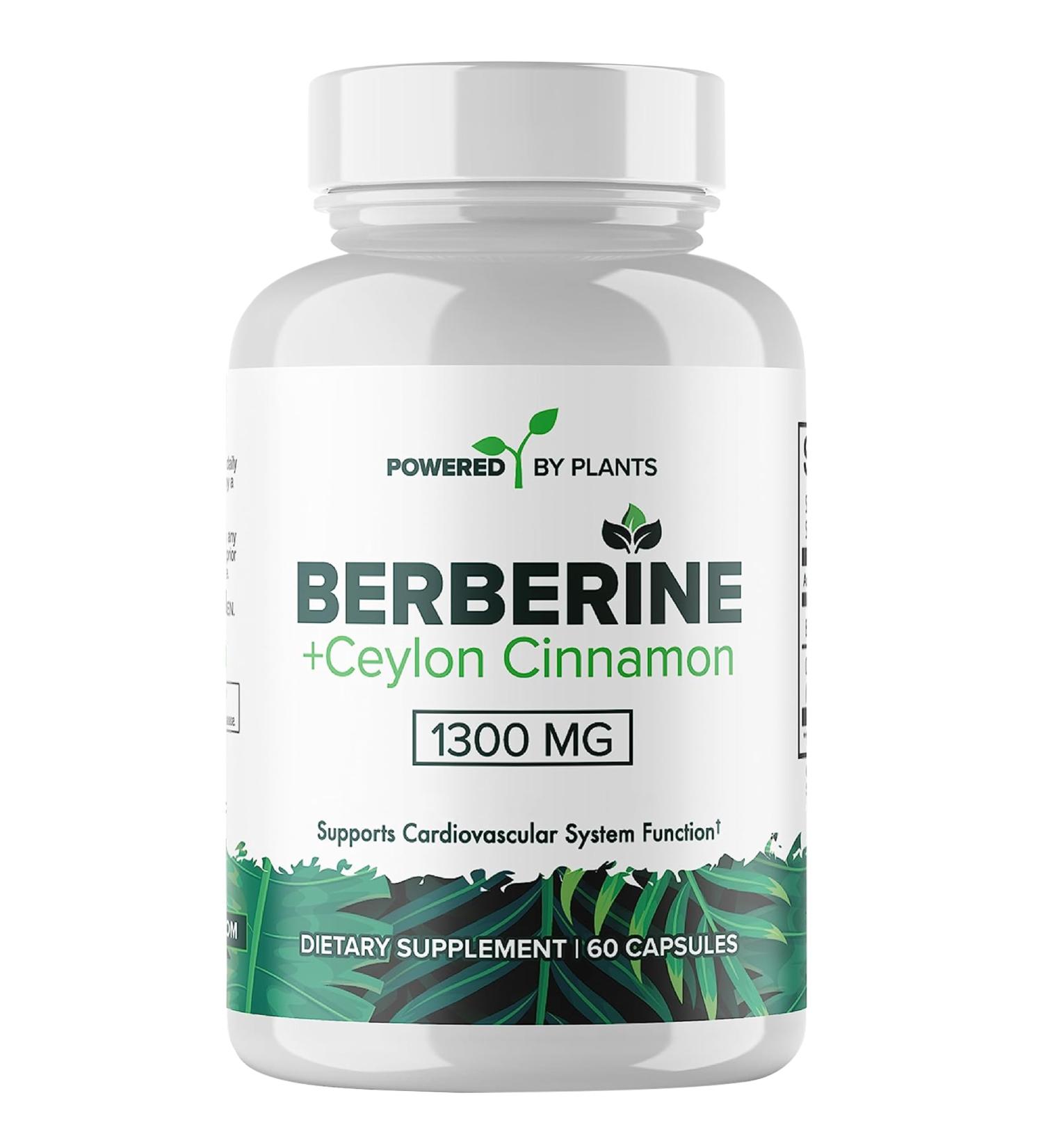 Pure Berberine Supplement - 1300mg Berberine with Ceylon Cinnamon for Metabolism & Immune System Support - 60 Servings 60 Count (Pack of 1) - Buy Online on GoSupps.com