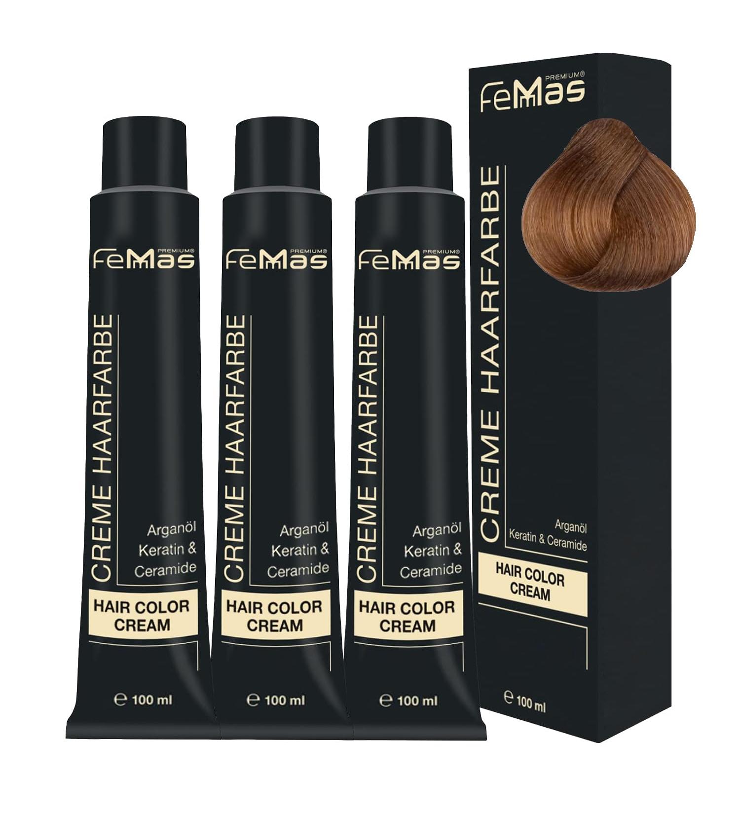 Femmas Hair Color 3x Light Blonde Gold Intensive 8.33 | Professional Cream with Argan Oil & Keratin | Permanent Hair Coloring for Radiant Results | 100ml 3 Pack - Buy Online on GoSupps.com