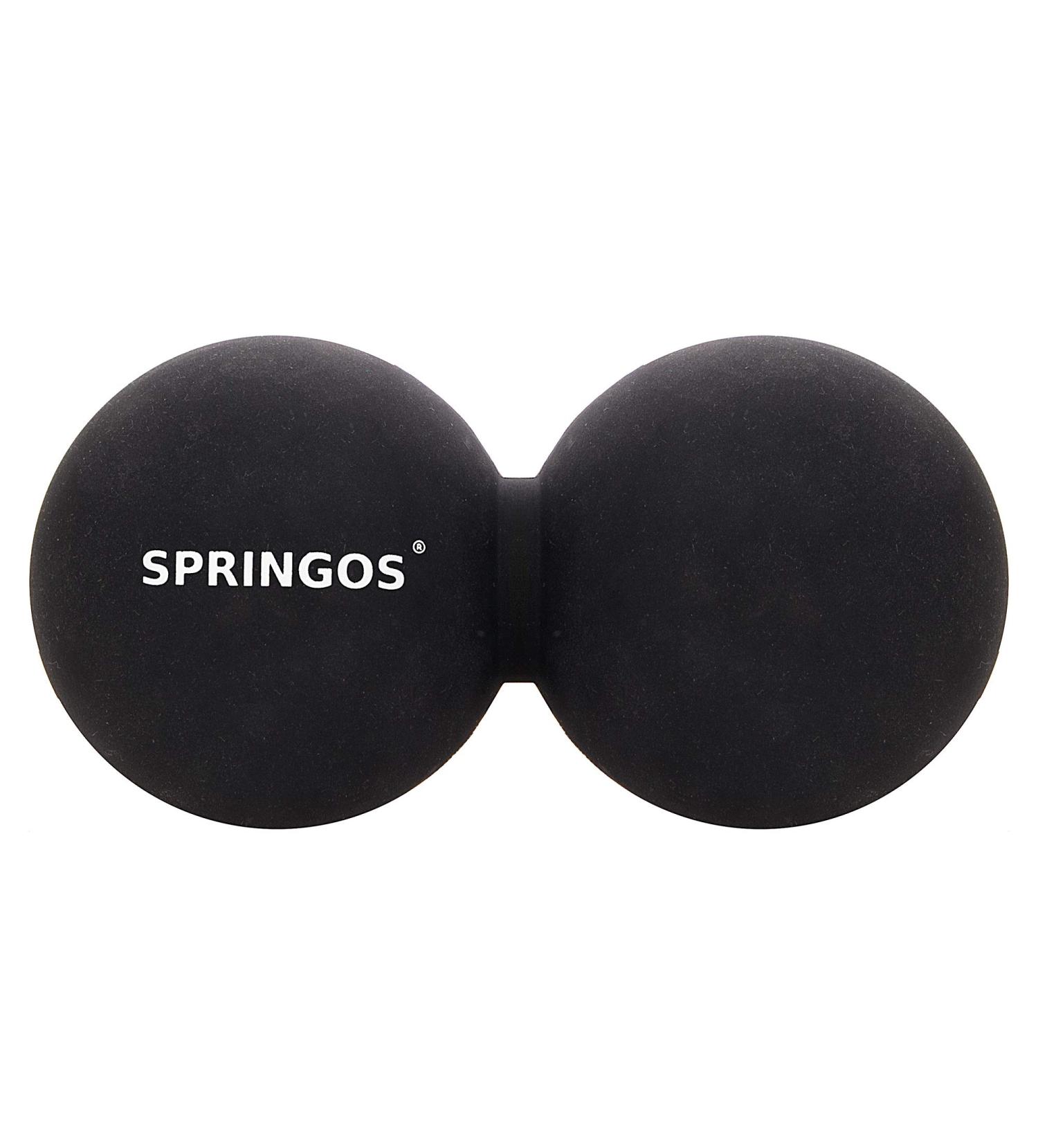 SPRINGOS Double Ball Duoball Massage Ball - Hardness: Hard 13 cm Black Twinball for Fascia Release - Buy Online on GoSupps.com