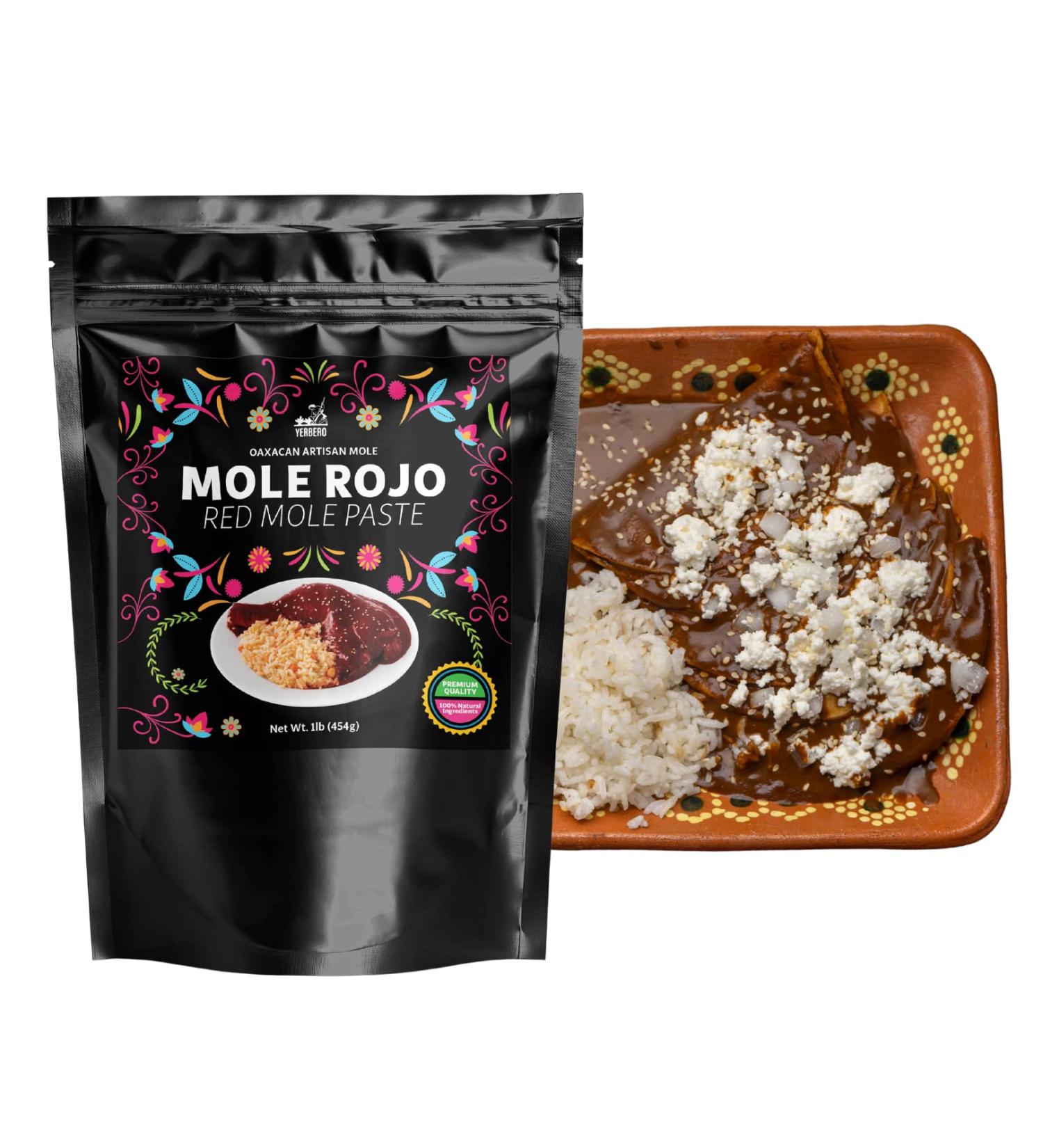 Yerbero Red Mole Paste 1.1lb | Authentic Oaxacan Artisan Mole Rojo | Premium Quality Ingredients | All Natural, No GMOs | Imported from Oaxaca, Mexico - Buy Online on GoSupps.com