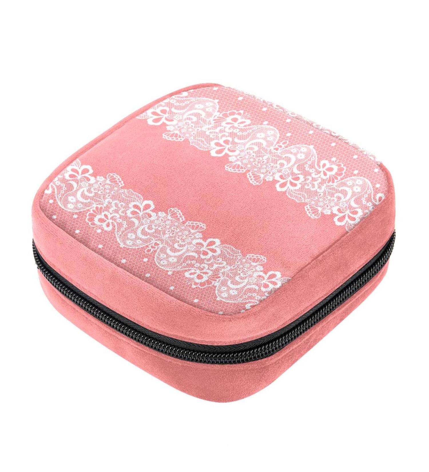 Elegant White Tip Vintage Sanitary Napkin Storage Bags for Women & Teen Girls - Durable Menstrual Cup Bags - Buy Online on GoSupps.com