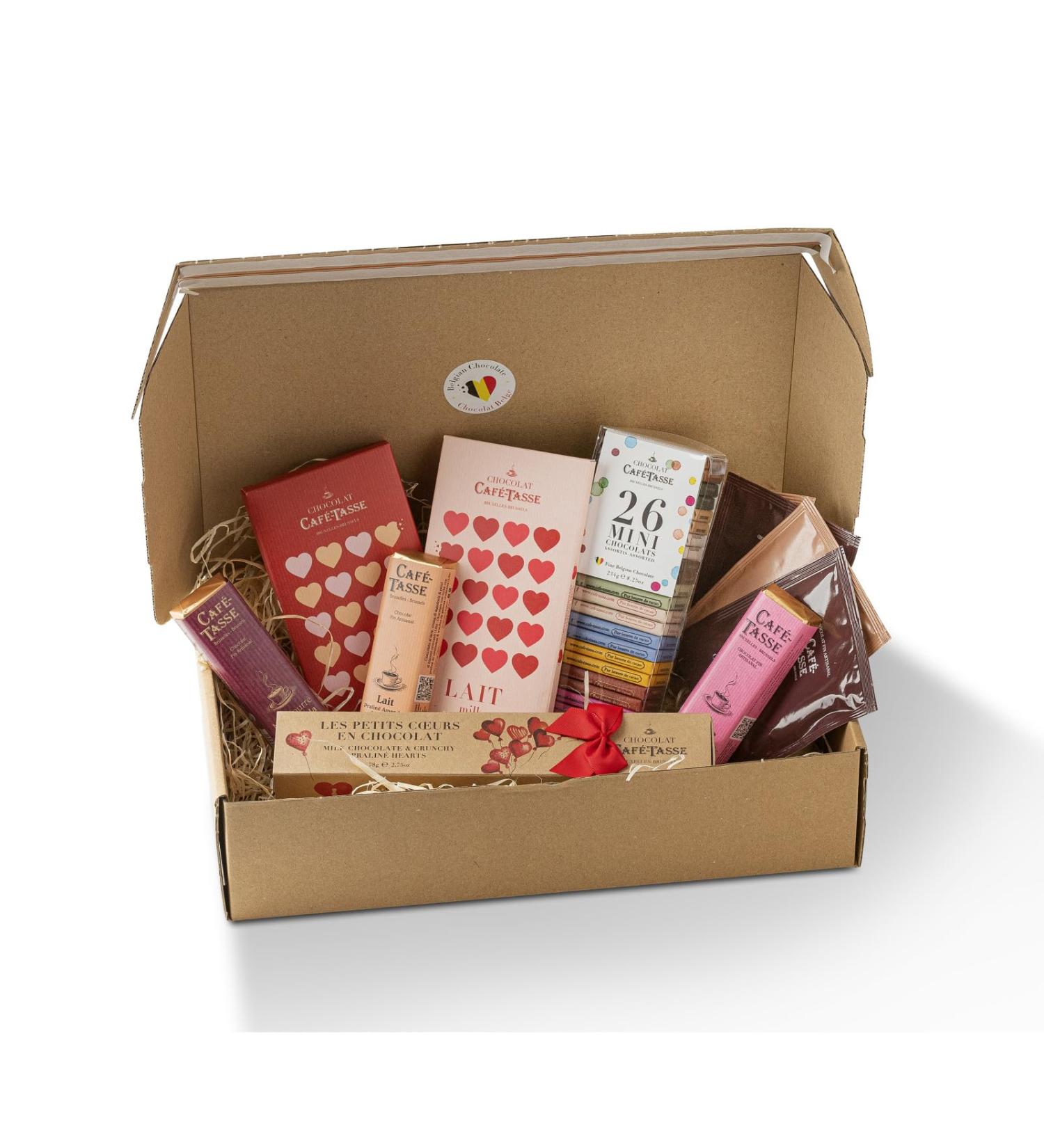 Caf -Tasse | Chocolate Love Box - Assortment of Artisanal Belgian Chocolates Bars Pralines and Cocoa Powder - Buy Online on GoSupps.com