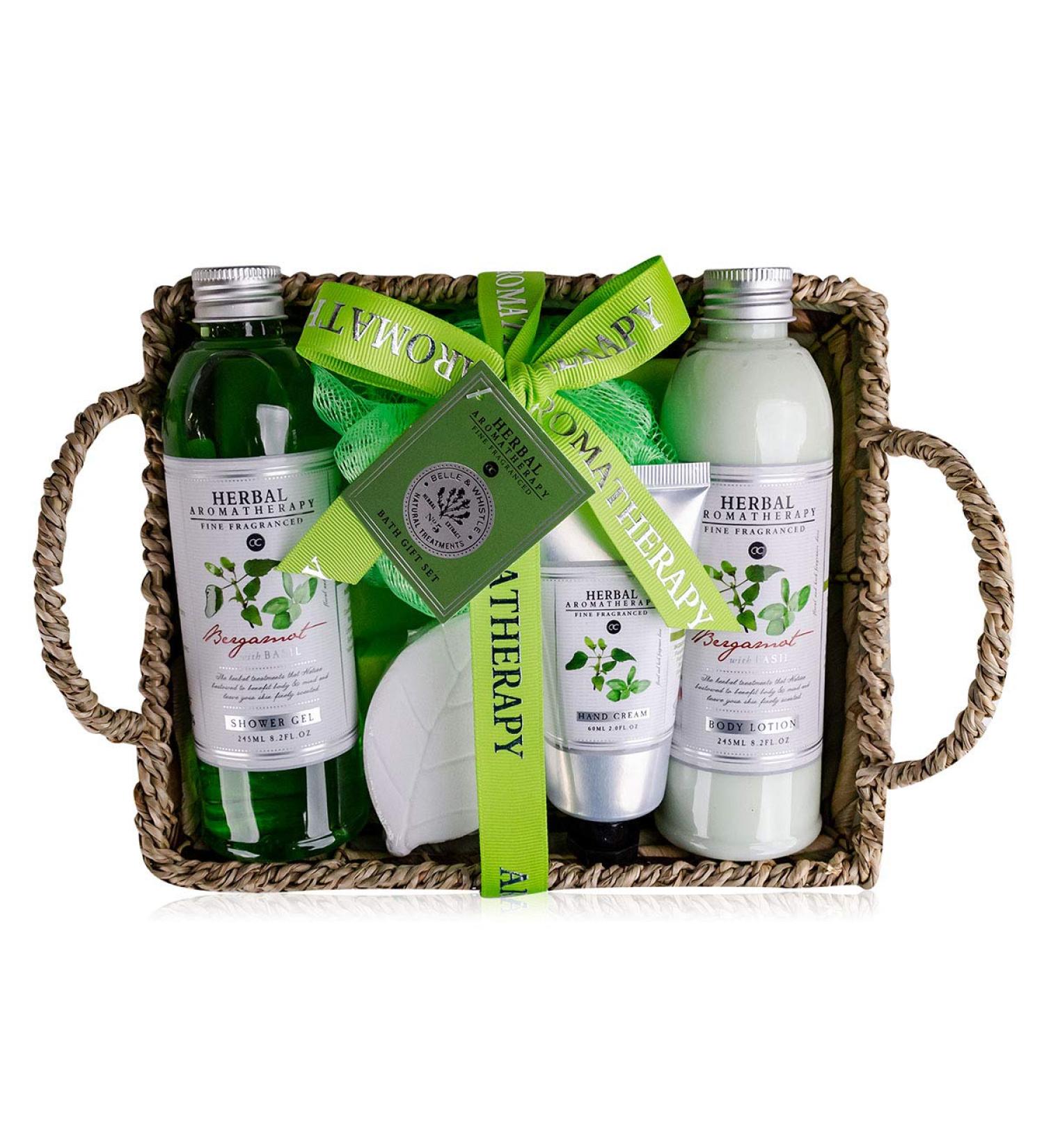 Accentra Herbal Wellness Spa Gift Set - Beautiful 6-Piece Bathing Set in Sea Grass Basket | Perfect for Every Occasion - Buy Online on GoSupps.com