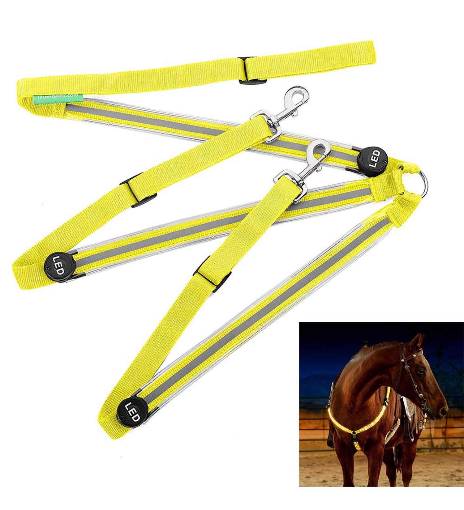 Dowoa LED Horse Harness - Robust & Comfortable Chest Strap for Safety & Visibility | Ideal for Night Riding (Yellow) - Buy Online on GoSupps.com