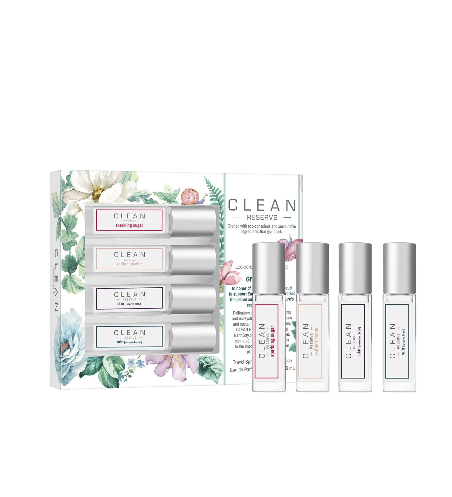 CLEAN RESERVE Eau de Parfum Layering Gift Set | Includes Warm Cotton Skin Rain and Radiant Nectar Fragrance | 4 x 5mL Spray New Spring Reserve Gift Set - Buy Online on GoSupps.com
