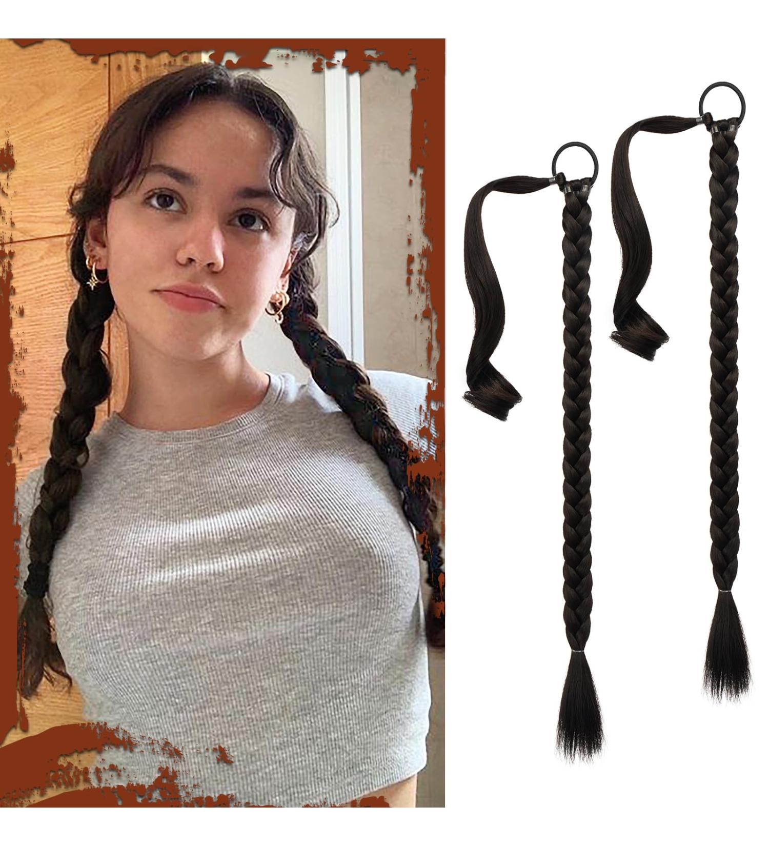 Sofeiyan Long Braid Ponytail Extension with Hair Tie Straight Sleek Wrap Around Hair Extensions Braid Pony Tail Fluffy Natural Soft Synthetic Hairpieces for Women Daily Wear 2Pcs 26 inch-Dark Brown 26 Inch (Pack of 2) Dark Brown - Buy Online on GoSupps.com