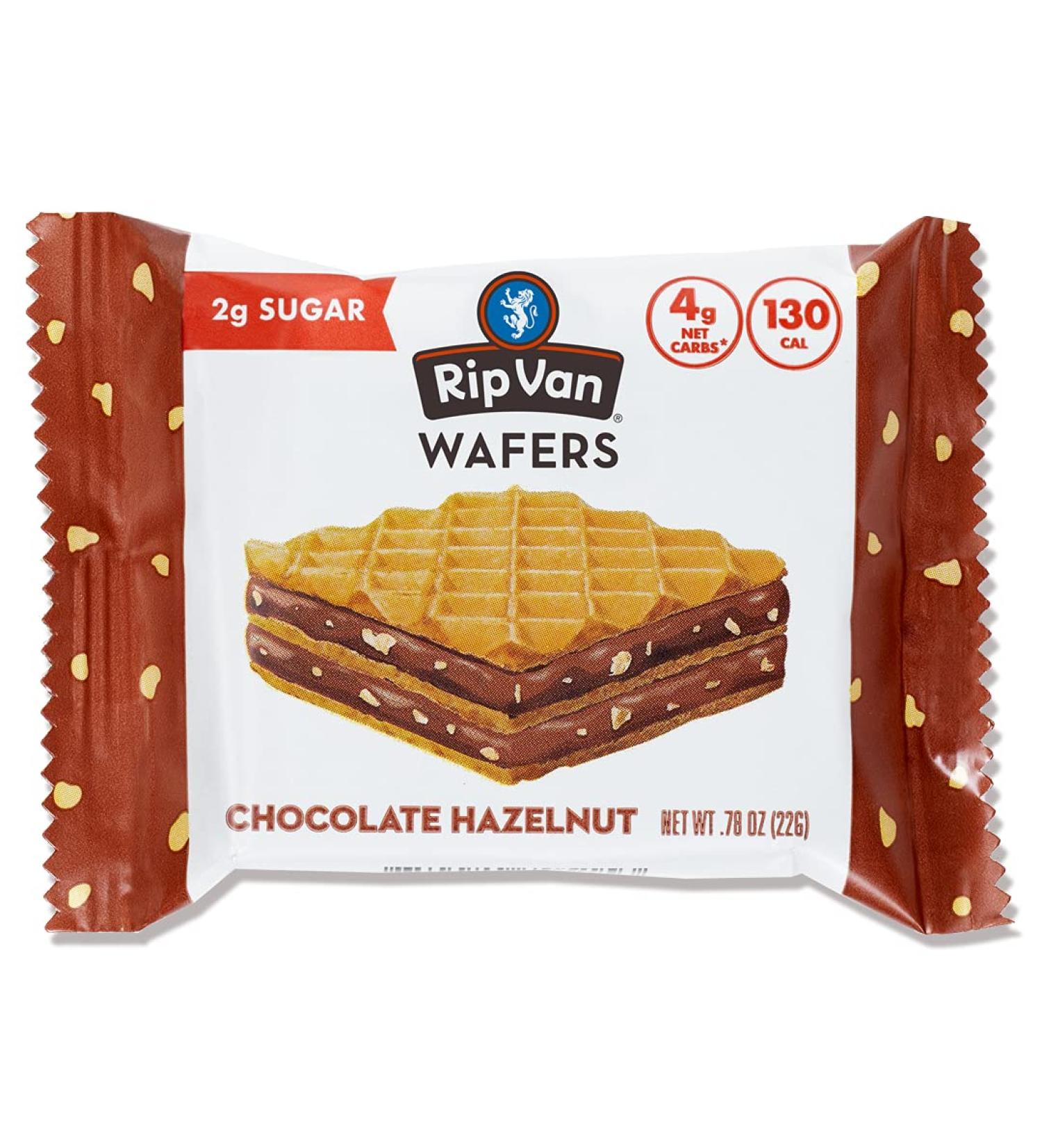 Rip Van Chocolate Hazelnut Wafer Cookies - Keto, Non-GMO, Vegan Snack - Low Carb, Low Sugar, Low Calorie - 16 Count - Buy Online on GoSupps.com
