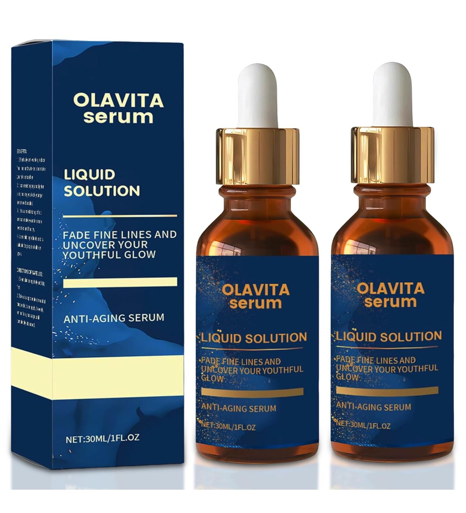 Olavita Serum Facial Serum Liquid Solution Anti Aging Serum Vitamin C & E Serum Boosts Skin Collagen Production Diminishes Fine Lines & Wrinkles for a Youthful Glow (2PCS) - Buy Online on GoSupps.com
