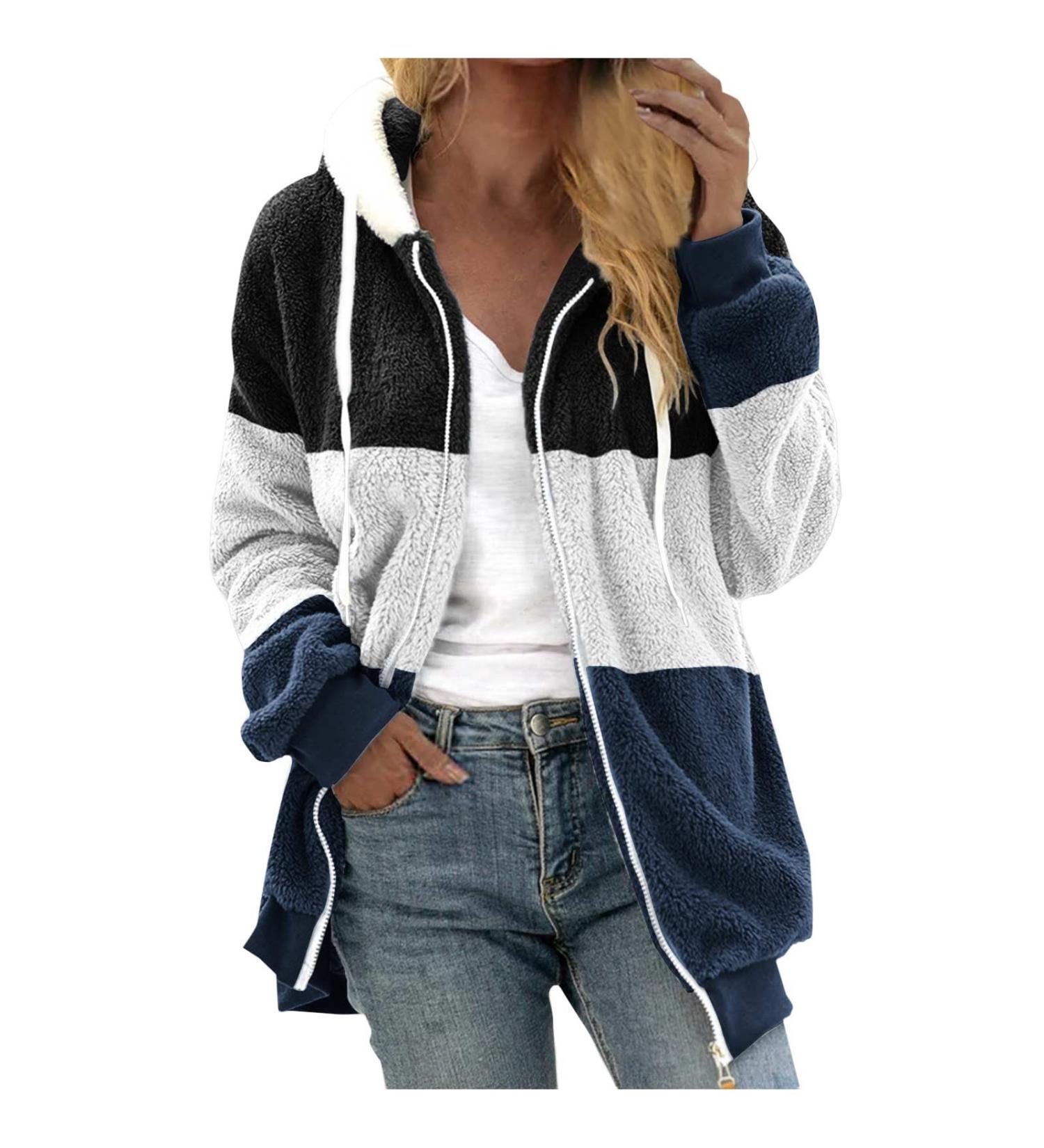 Shop Hanxiulin Oversized Plush Hoodie Jacket for Women | Warm Woolen Winter Coat with Long Arm Stand-Up Collar - Buy Online on GoSupps.com