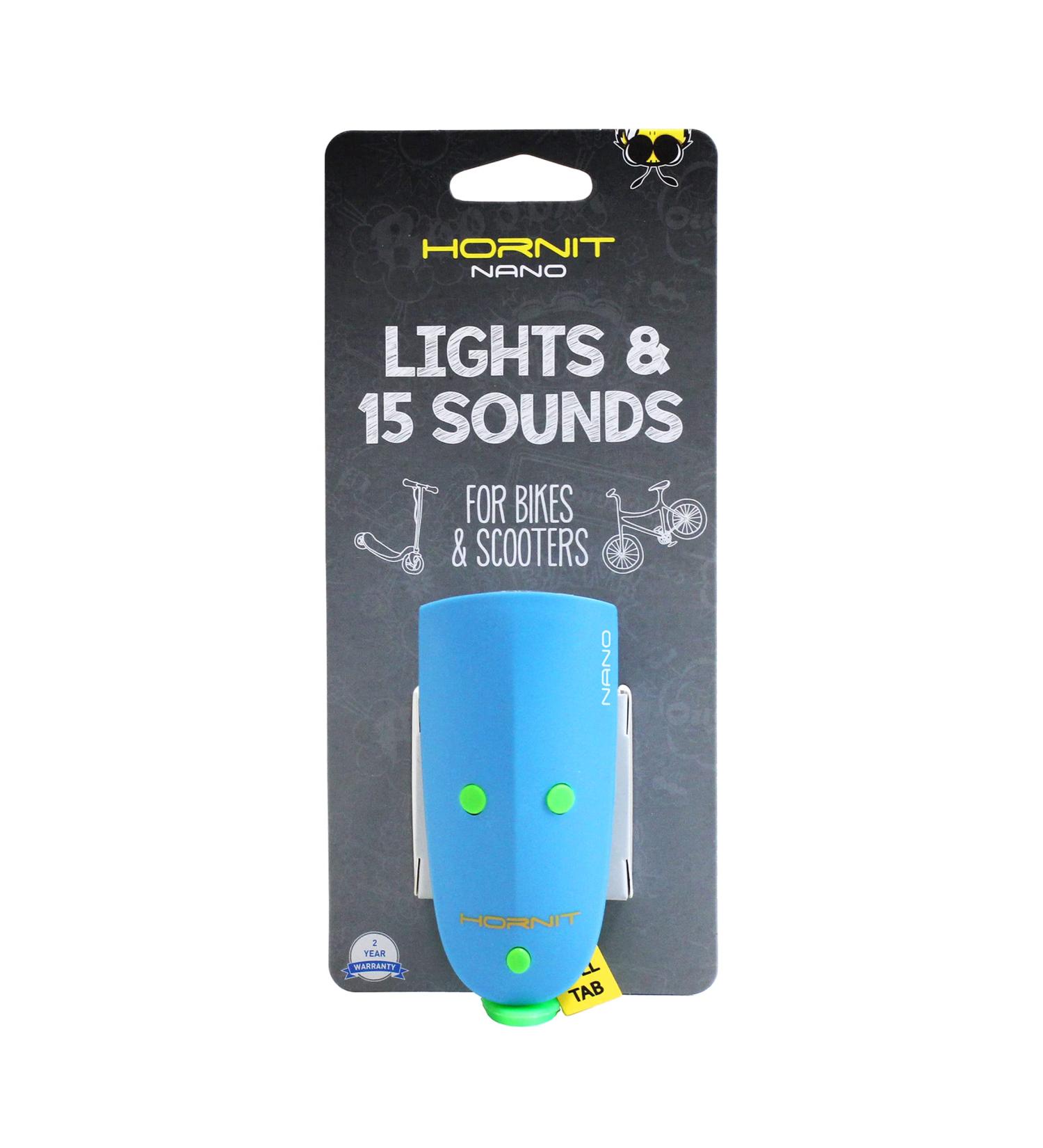 Mini Nano Kids Bike & Scooter Horn - 15 Sound Effects, 3 Light Settings - Blue/Green - Buy Online on GoSupps.com