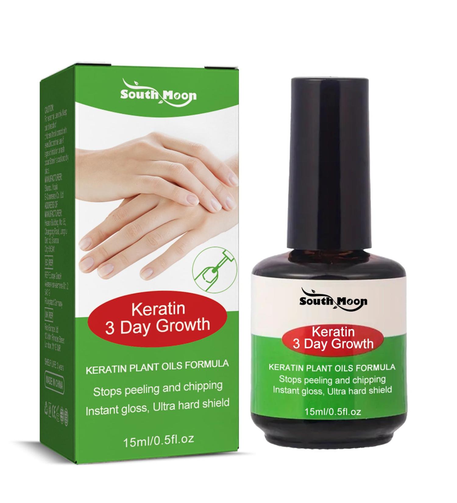 Keratin 3 Day Growth Nail Treatment & Strengthener - Nail Strengthener for Damaged Nails Thin Nails - Nail Growth Treatment for Nail Strengthener - Fast Keratin Nail Hardener - Buy Online on GoSupps.com