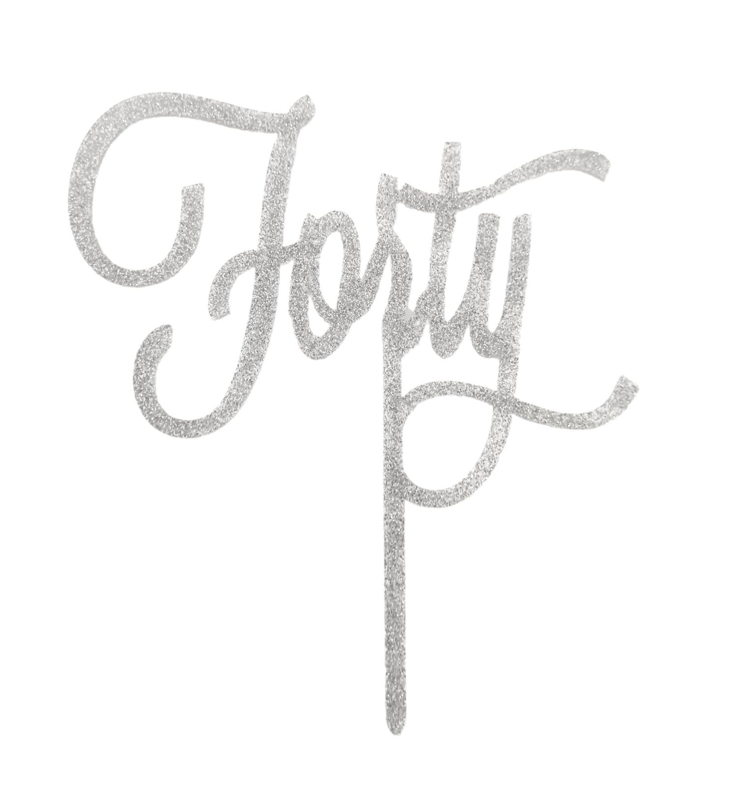 FORTY HAPPY BIRTHDAY Silver Glitter ACRYLIC Cake Topper 40 - Buy Online on GoSupps.com