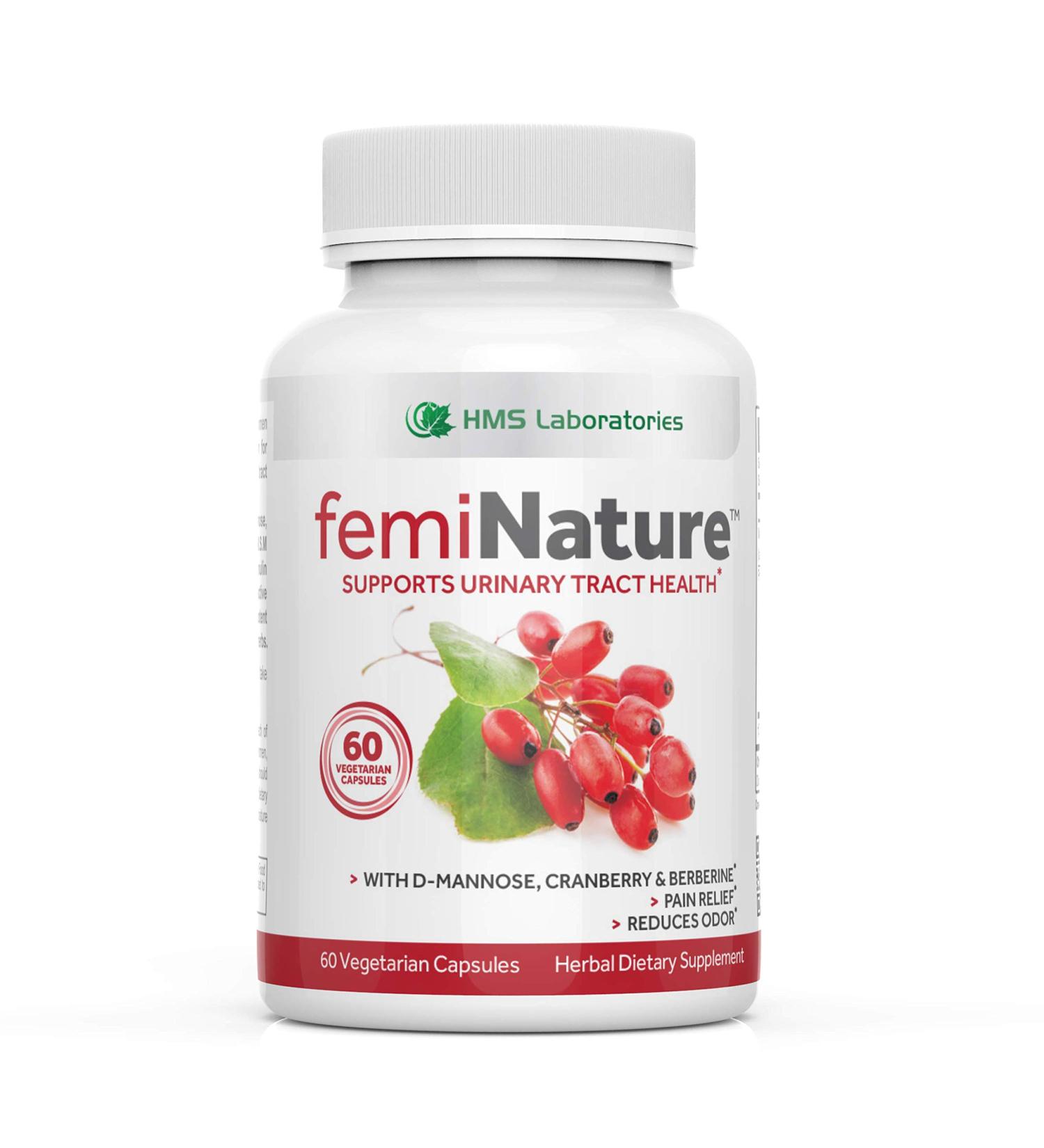 femiNature UTI Treatment for Women - Fast-Acting Bladder Cleanse with D-Mannose, Cranberry Extract, MSM & Berberine - 60 Vegan Capsules - Buy Online on GoSupps.com
