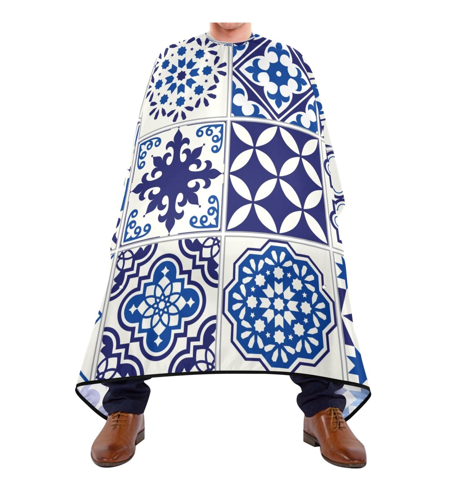 Waterproof Barber Cape - Unisex Navy Blue Cheetah Hair Cutting Bib for Men | Seamless Design | Perfect for Hair Salons - Buy Online on GoSupps.com