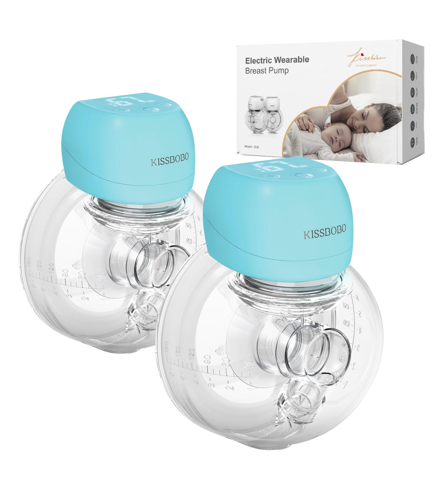 Electric Hands-Free Breast Pump | 2 Modes & 9 Levels | LCD Display | Rechargeable | Low Noise | Portable | 21mm/24mm Flanges | Blue (2PCS) - Buy Online on GoSupps.com