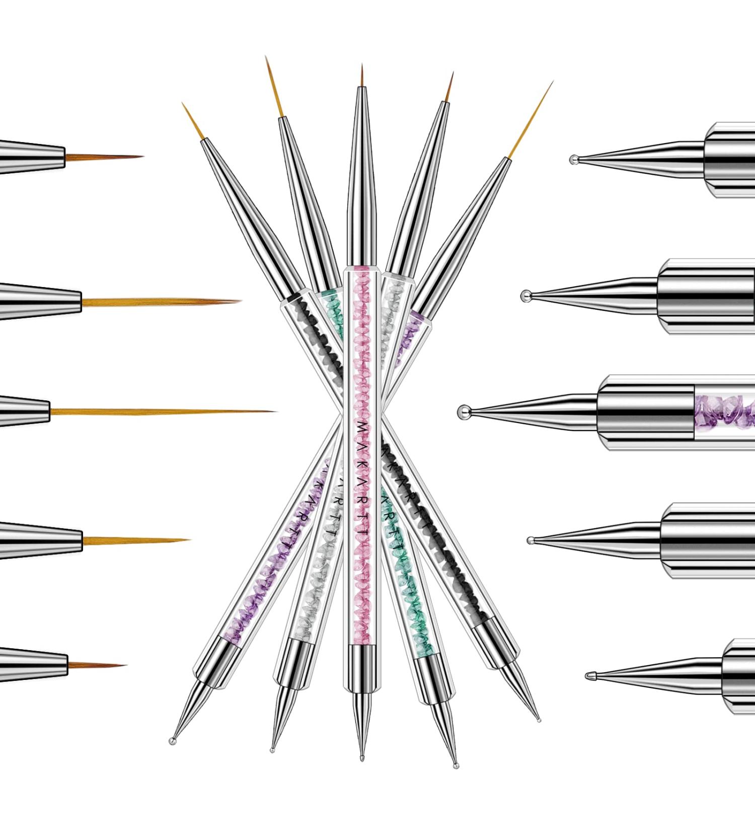 Makartt 5PCS Dual-End Nail Art Brush Set - Multifunctional Detail Brushes for Flowers, Leaves, and Gel Paint Designs - Buy Online on GoSupps.com
