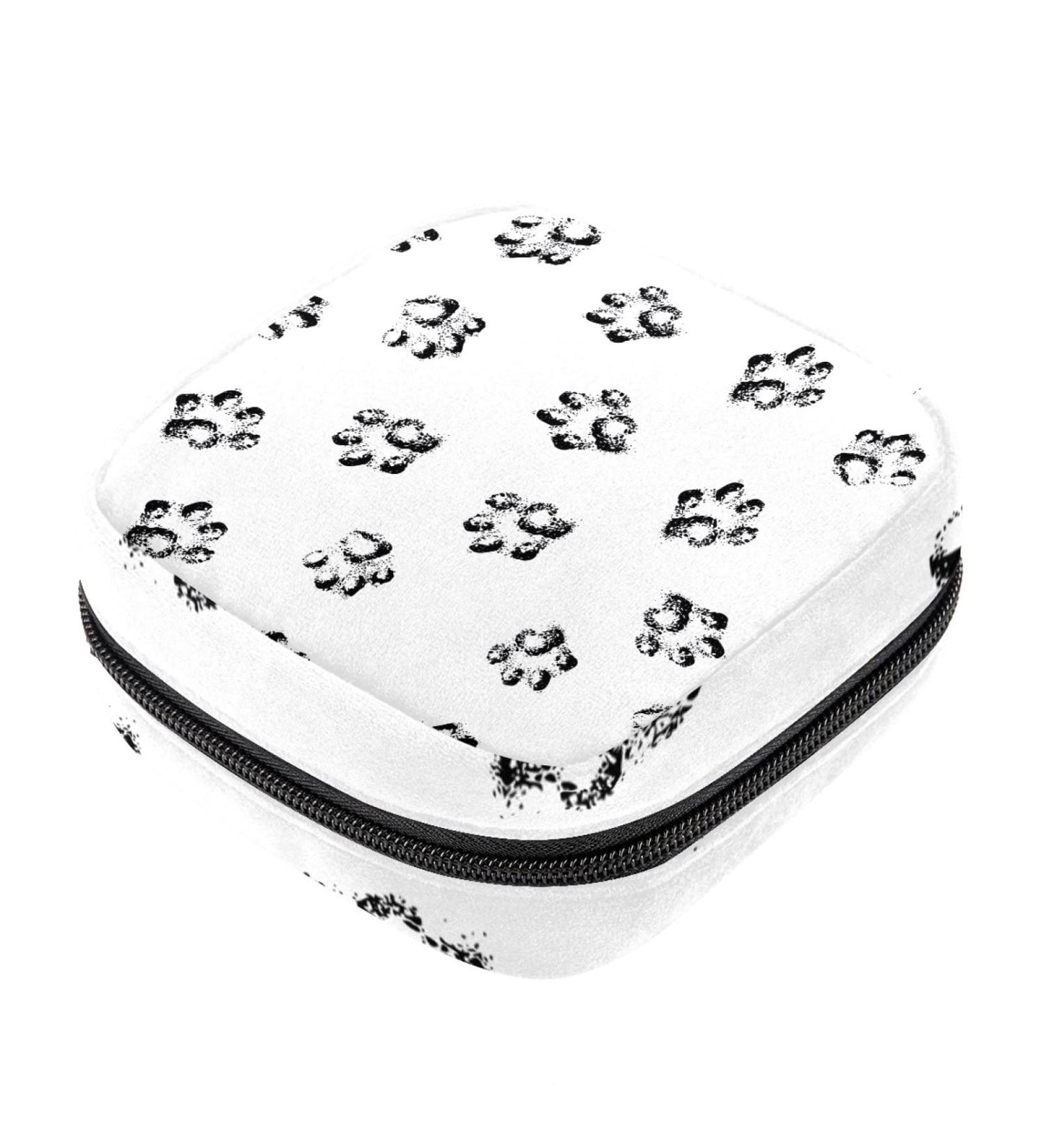 Pet Paws Footprint Menstruation Pad Bag with Zipper | Stylish Women's Tampon & Napkin Collection Bag | Perfect for Girls - Buy Online on GoSupps.com